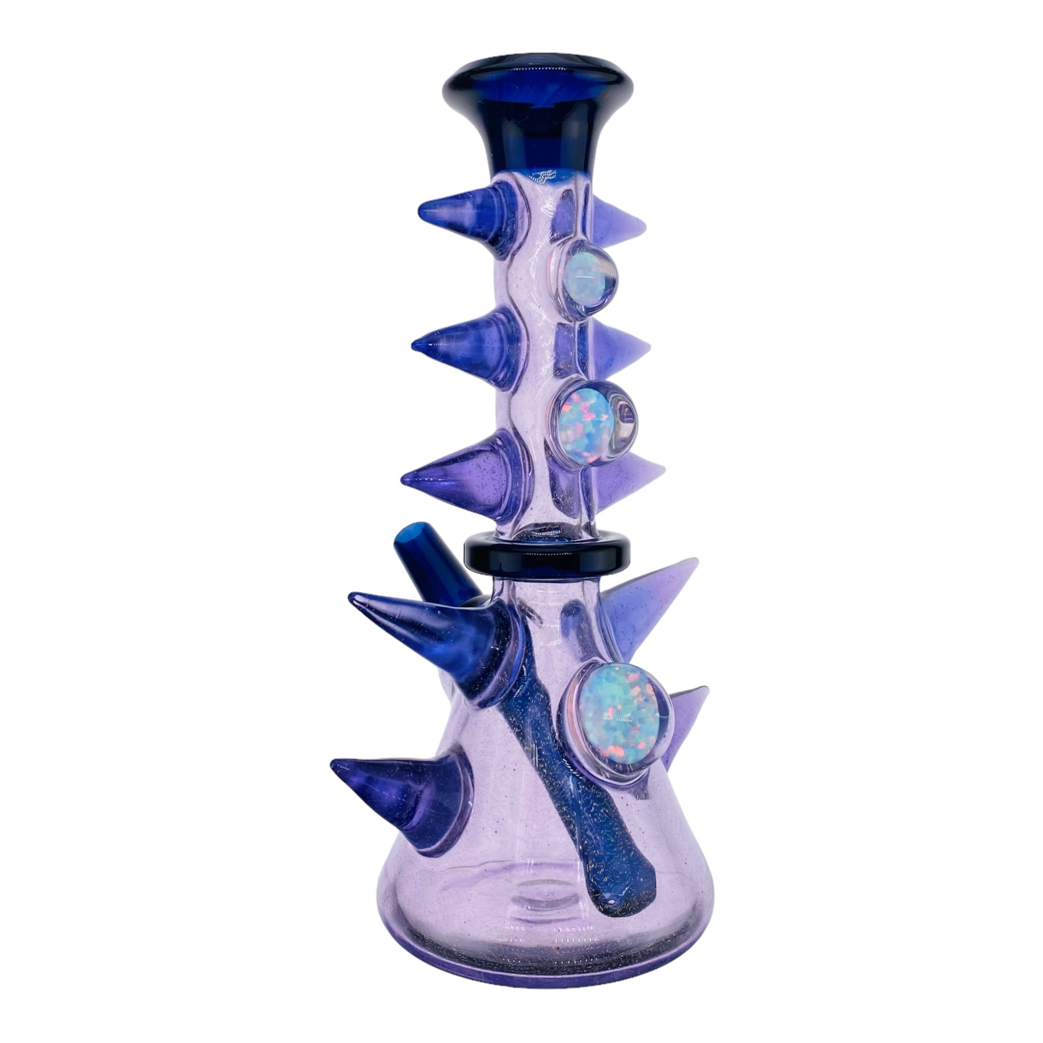 Darby Holm - Purple Reign Dichro Horned Minitube Dab Rig Water Pipe With Large Opals