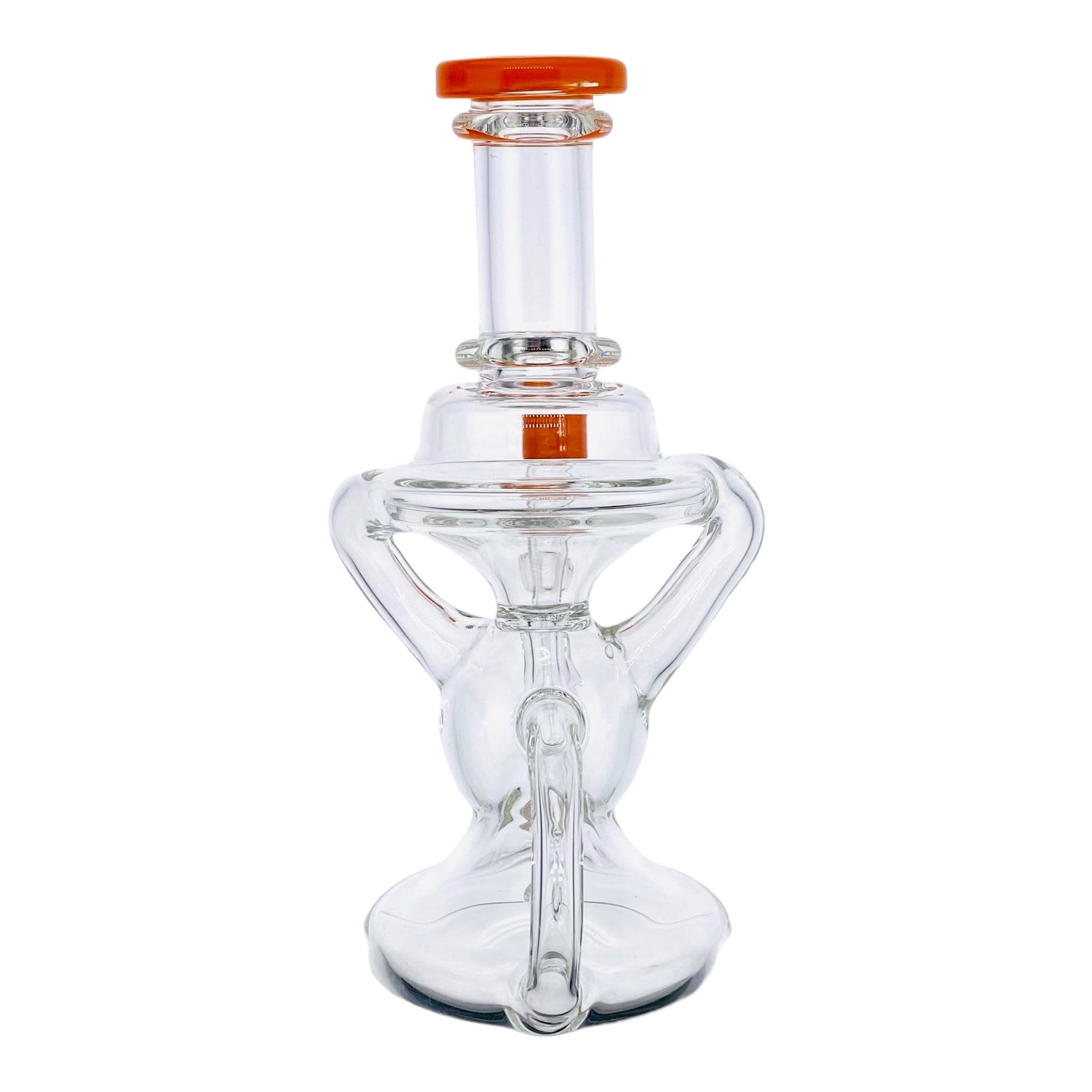 heady glass Santa Cruz Glass - Clear Klein Recycler Dab Rig With Orange Lip for sale