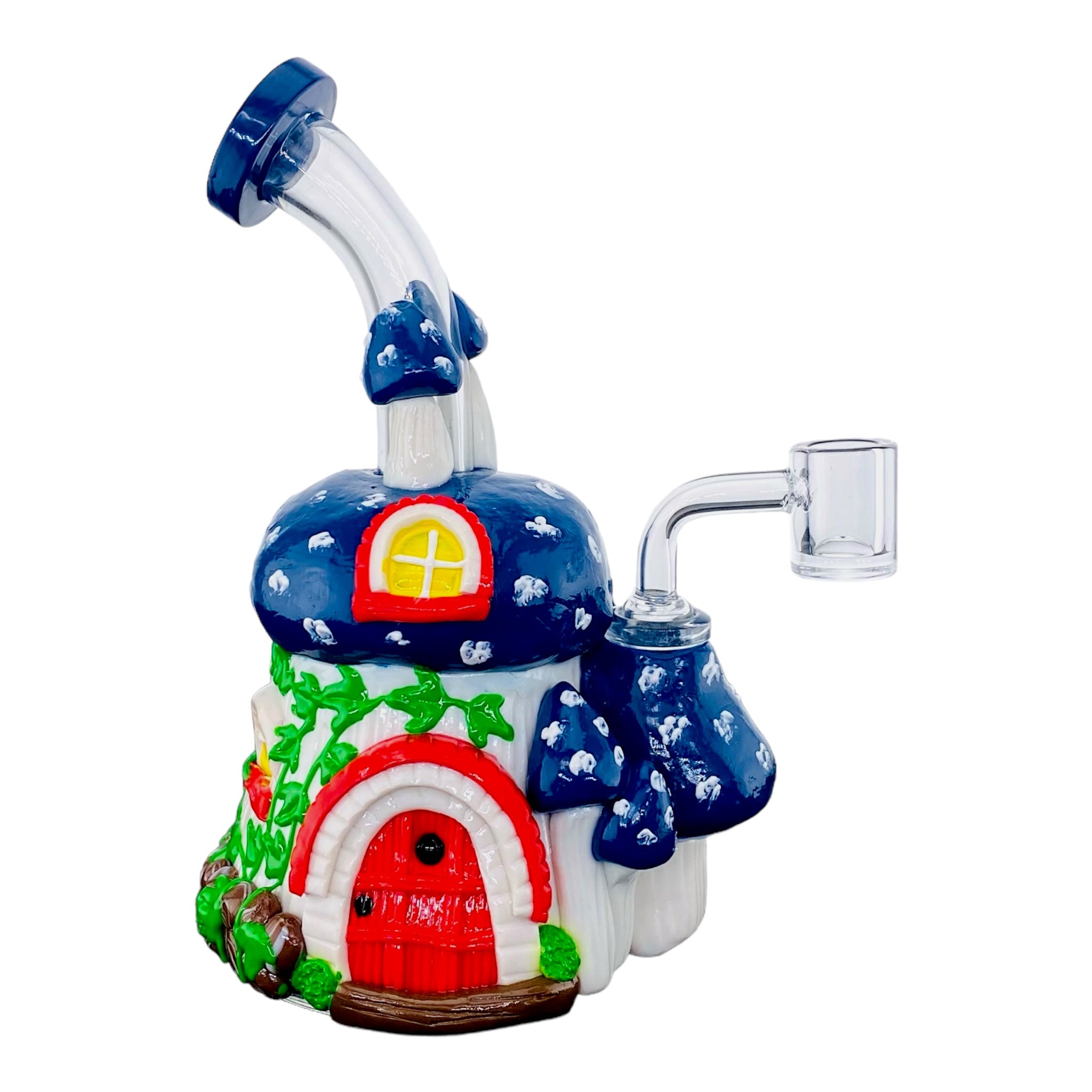 Blue And White Mushroom House Small Dab Rig