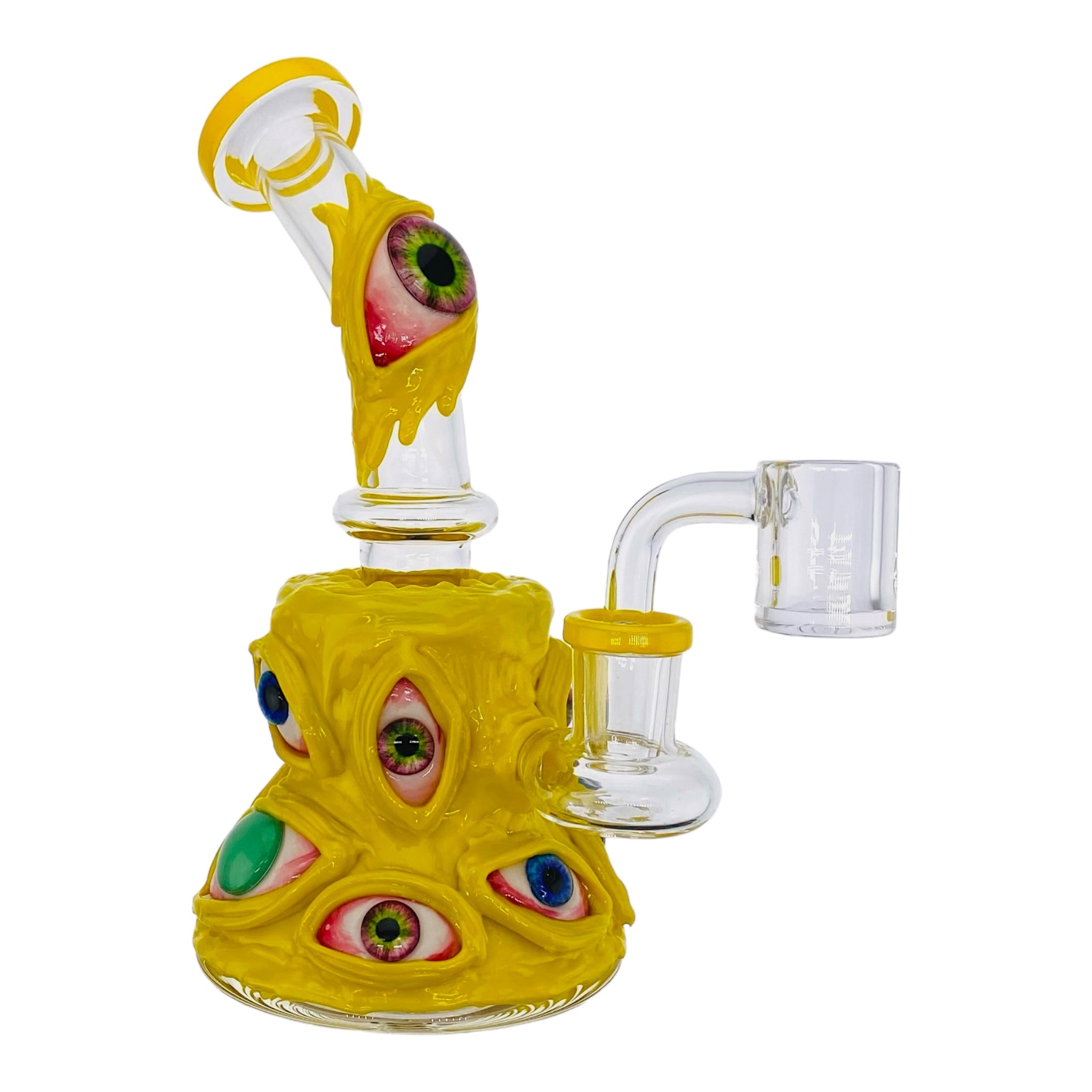 small glass dab rig in yellow