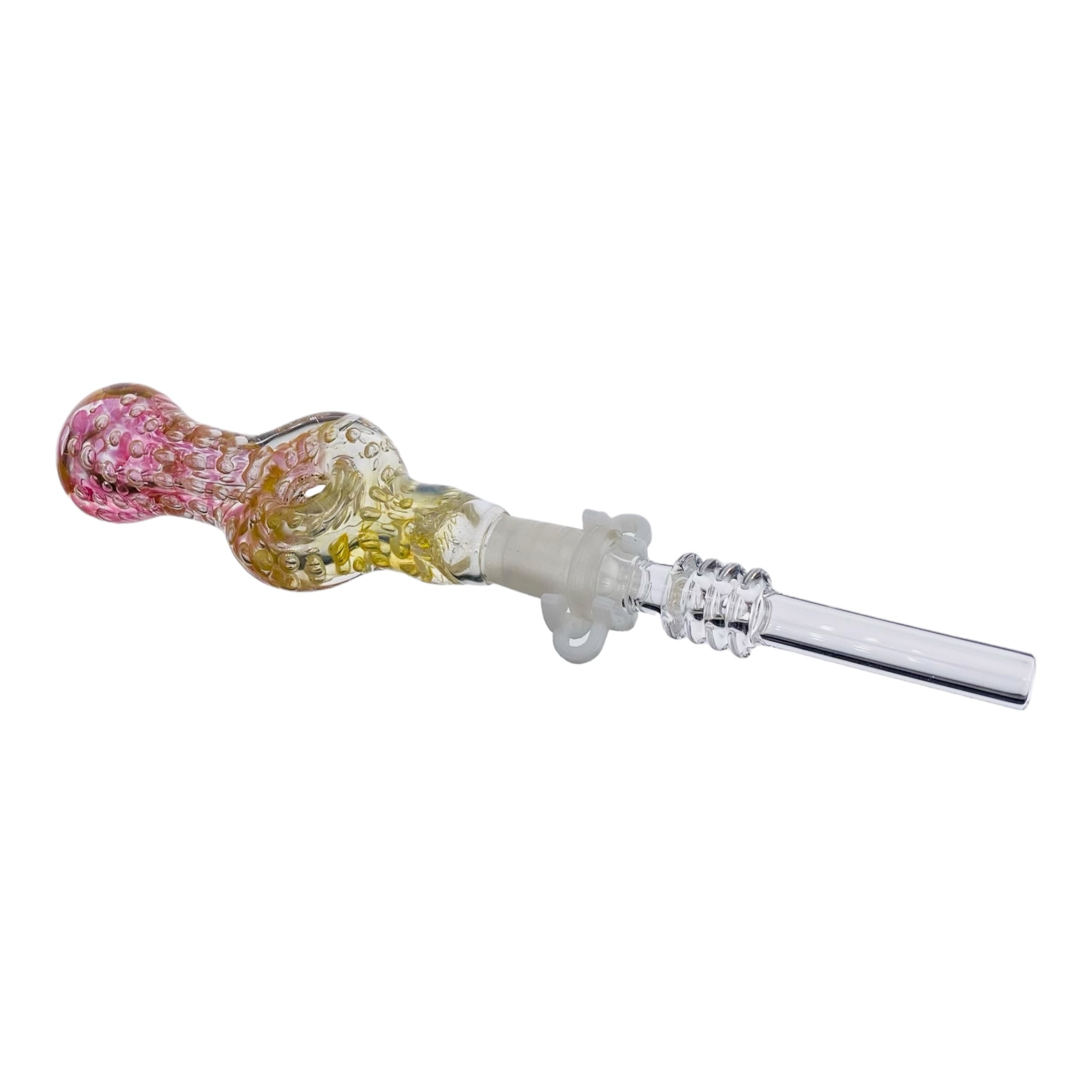 10mm Nectar Collector - Color Changing Fuming Inside Out Spiral Donut With Quartz Tip