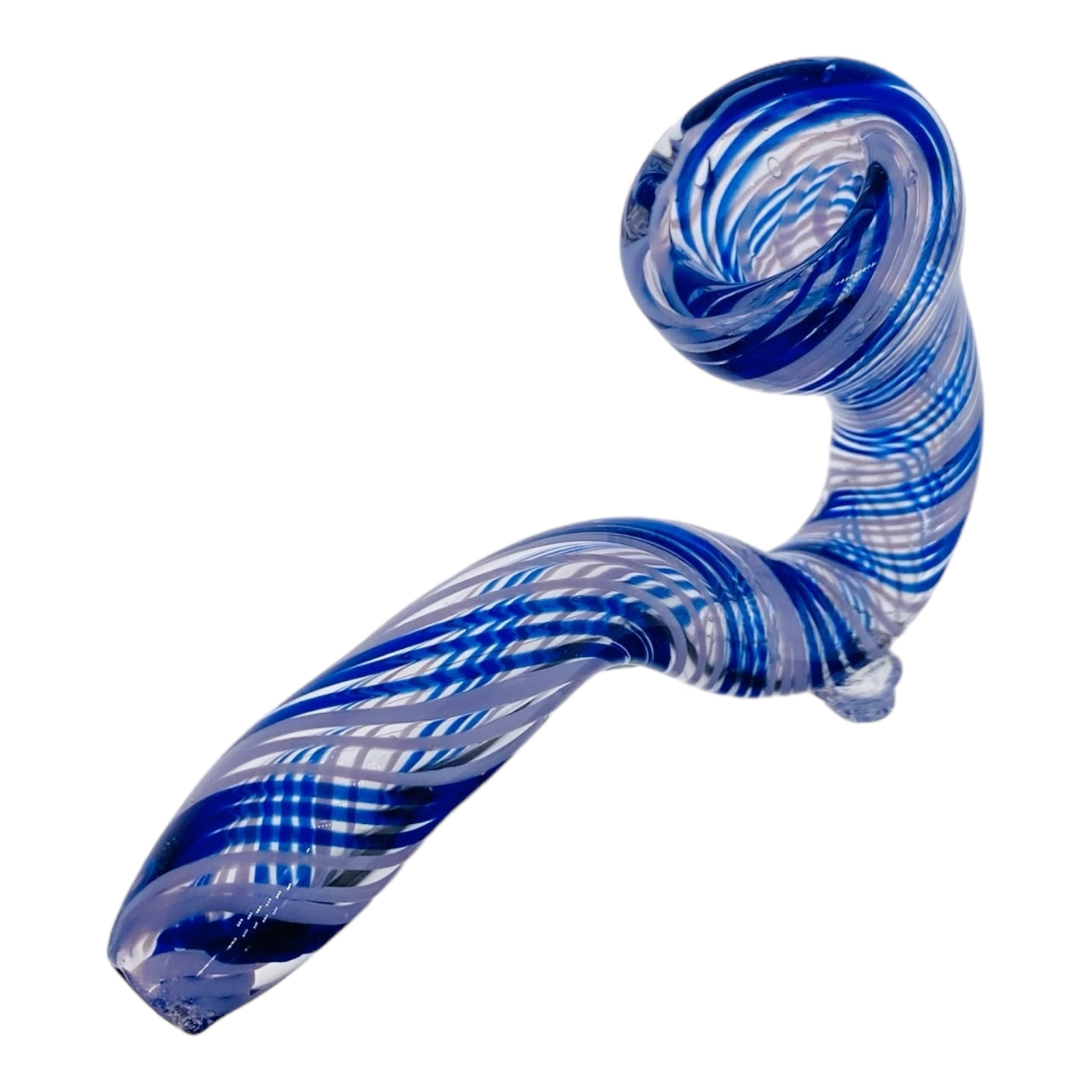 cheap heady custom Blue and White Linework Twist Sherlock holme Glass smoking Hand Pipe