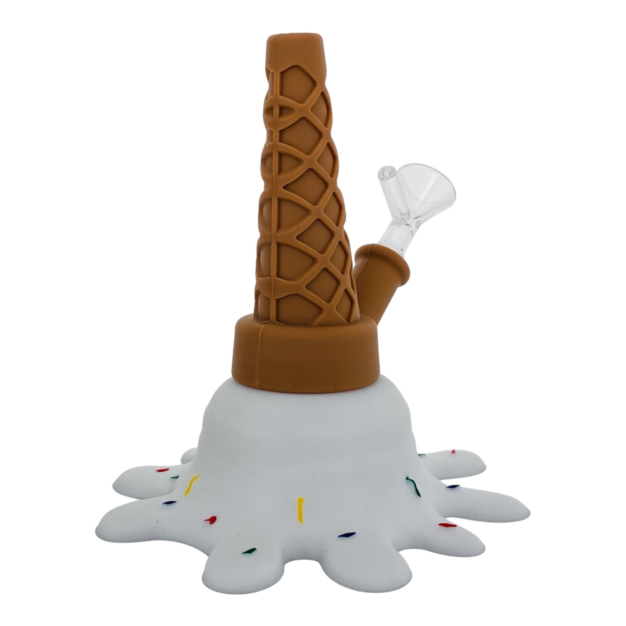 cute and girly Silicone Rubber Ice Cream Cone Bong White for sale