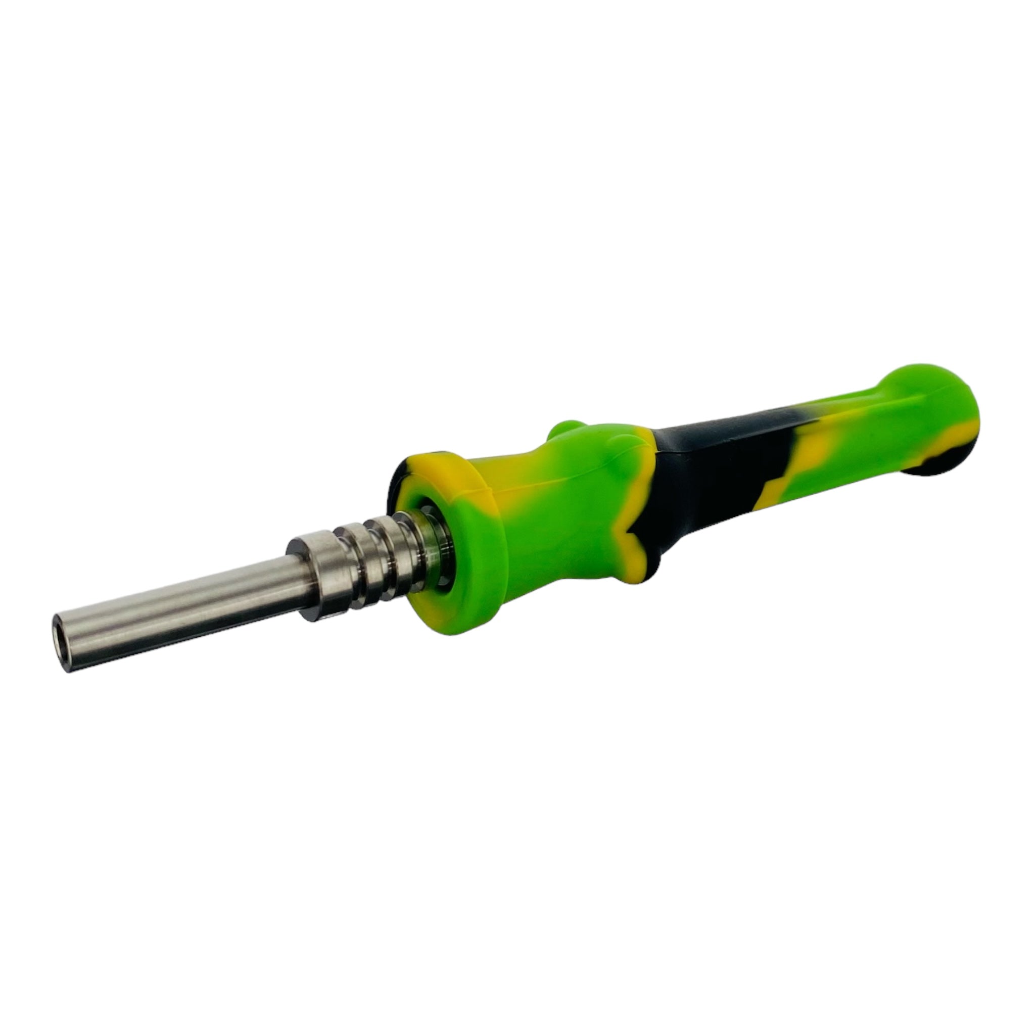 Silicone Nectar Collector With Titanium Tip 14mm Black, Green, and Yellow