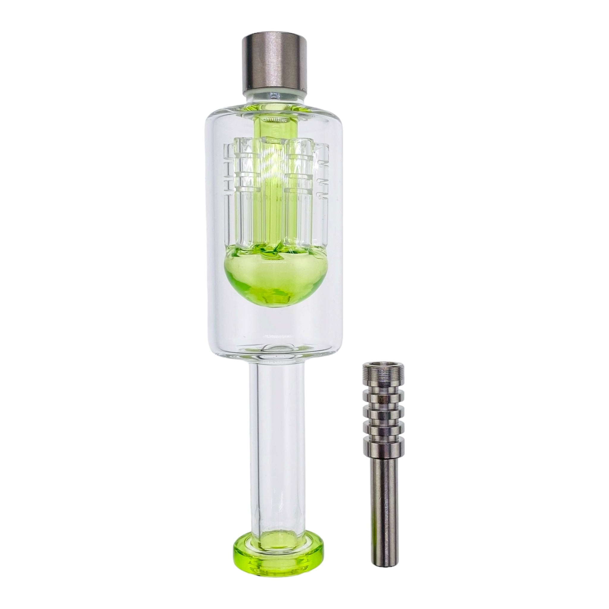 Small Nectar Collector With Green Tree Perc And Threaded Tip for sale