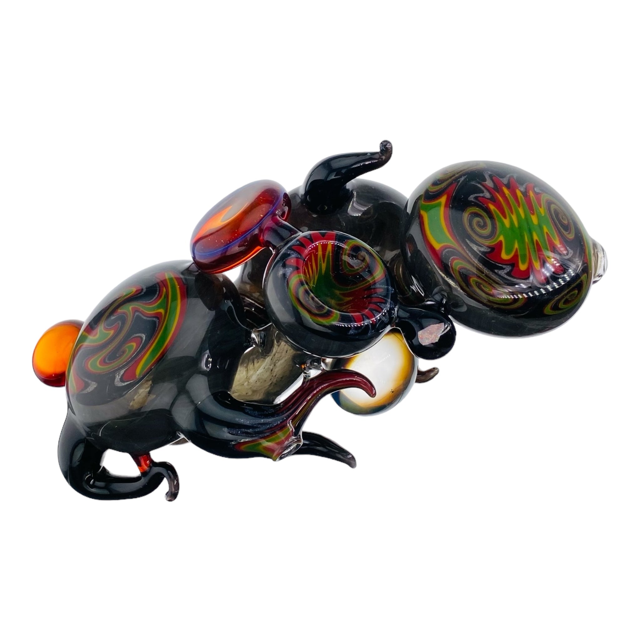 heady custom water bubbler bong Multi Section Rasta Wig Wag Heady Glass Bubbler for sale