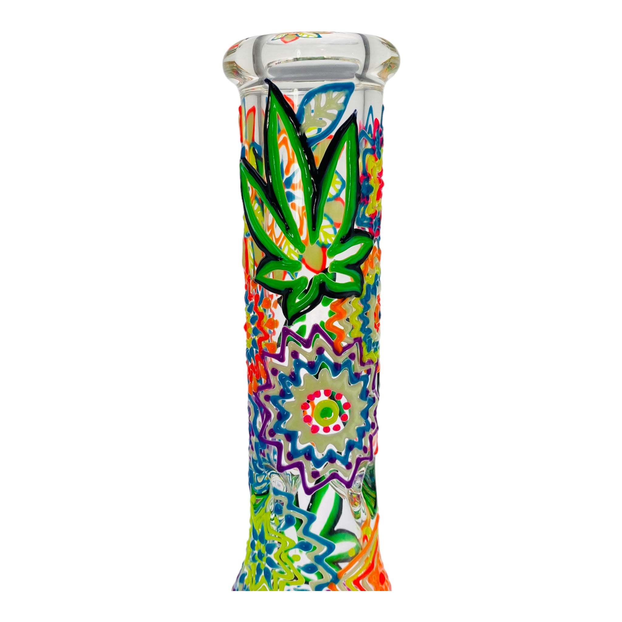 best cheap portable Groovy hippie Flower Power 9mm Thick Glass Beaker Bong
