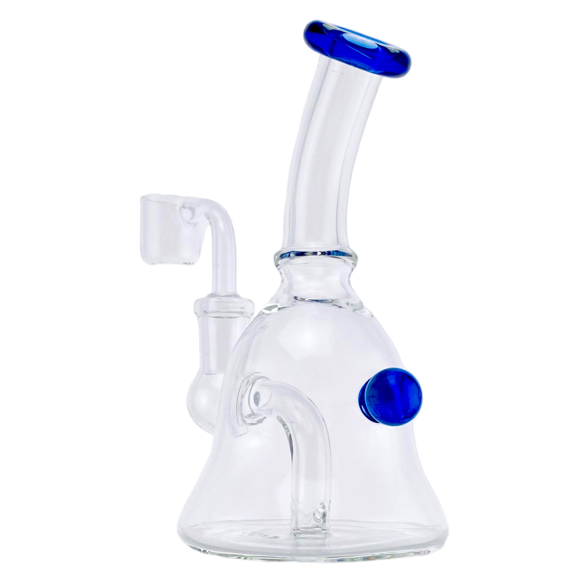 best cute cheap durable custom Mini Bell Shape Dab Rig With Blue Mouthpiece And Marble