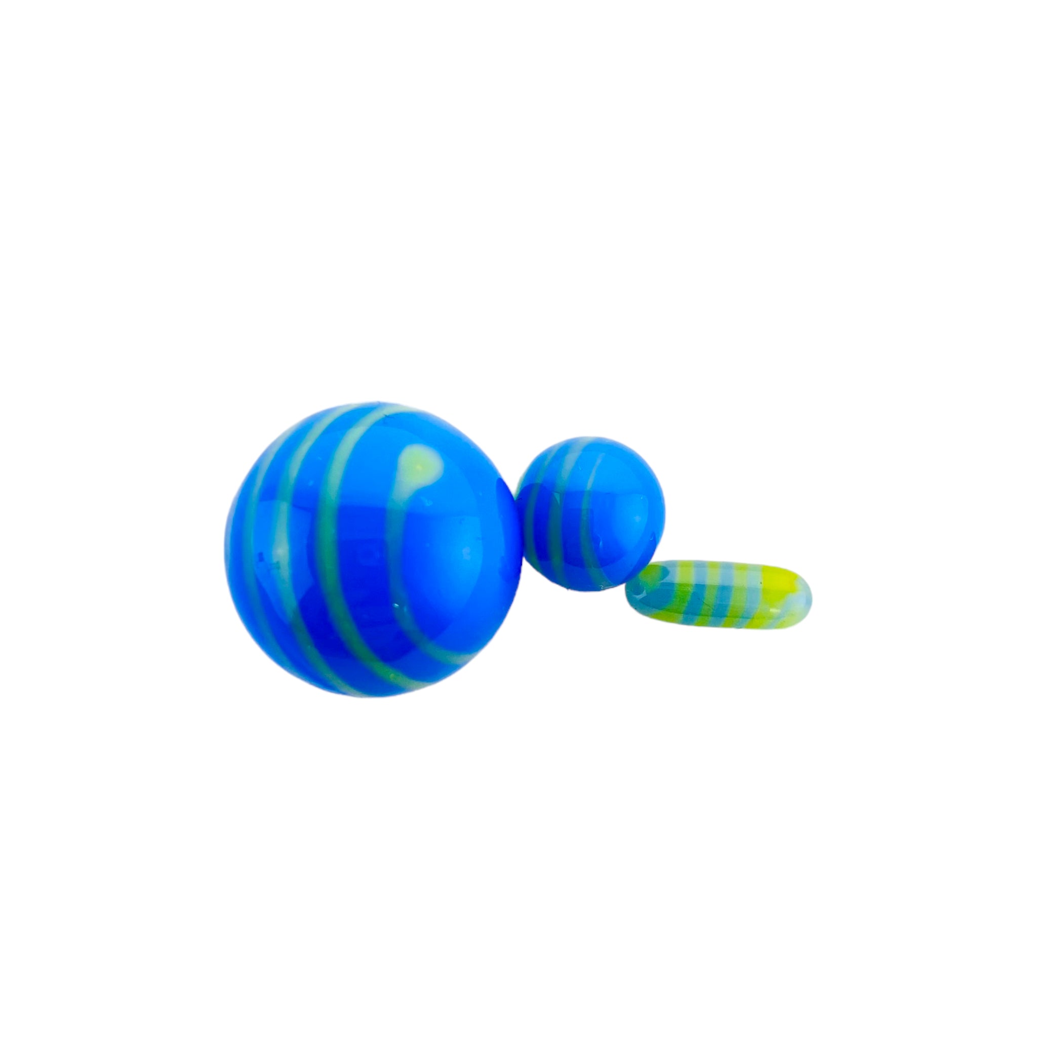 Glass Terp Slurper Marble Set - Blue With Green Twirl