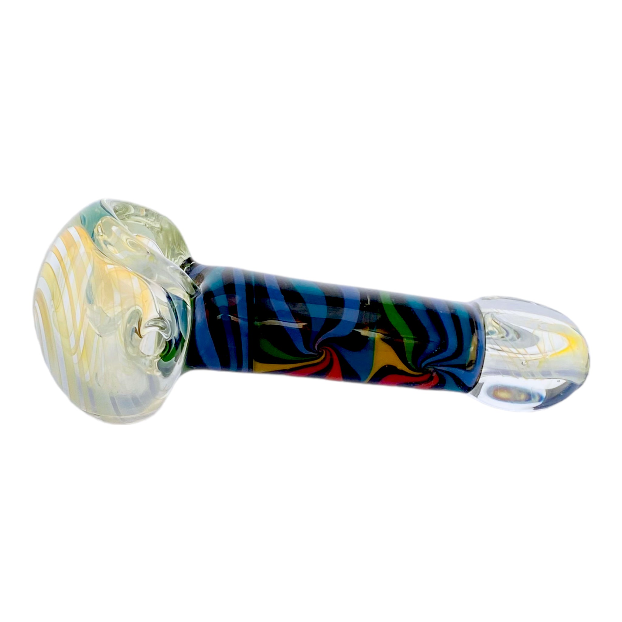 Rainbow Wig Wag Section Glass Hand Pipe With Inside Out Fuming