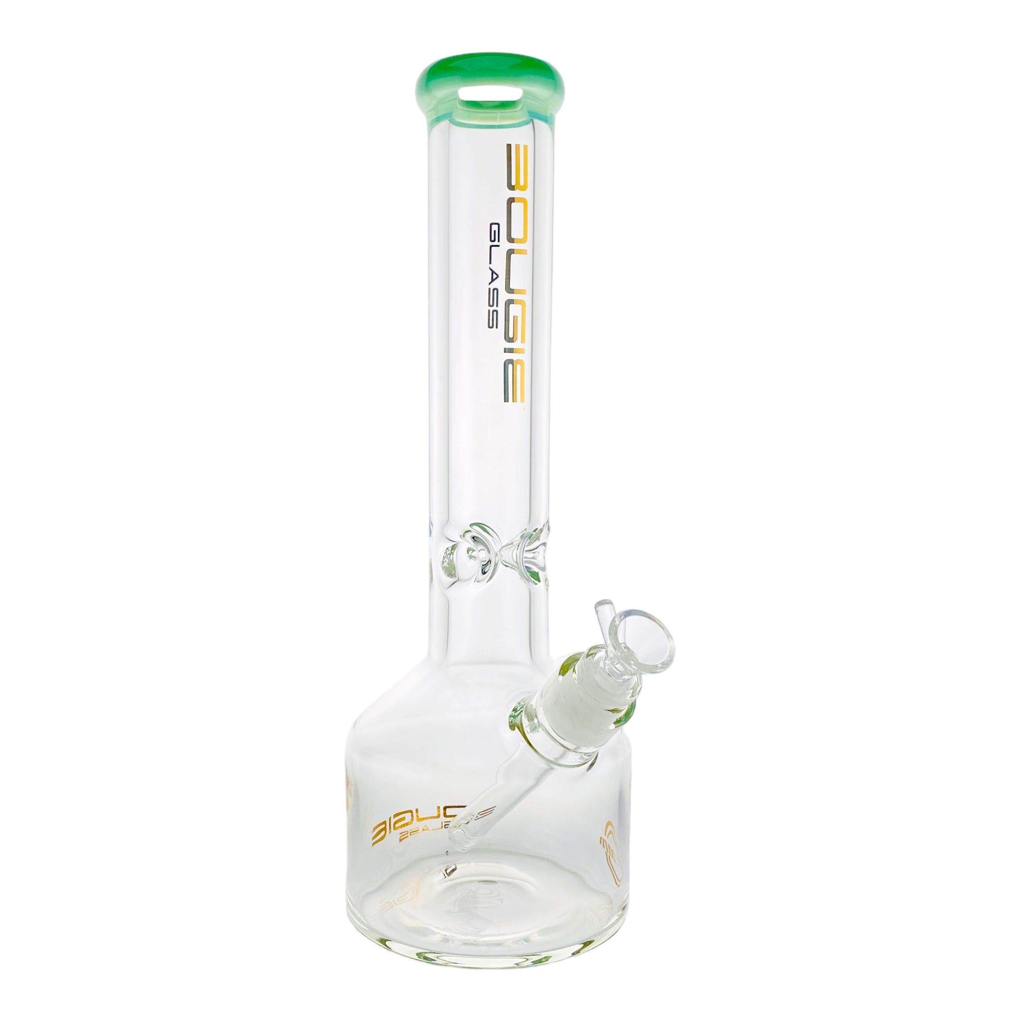 Bougie Glass - 9mm Thick Straight Cylinder Beaker Bong - Green Mouthpiece