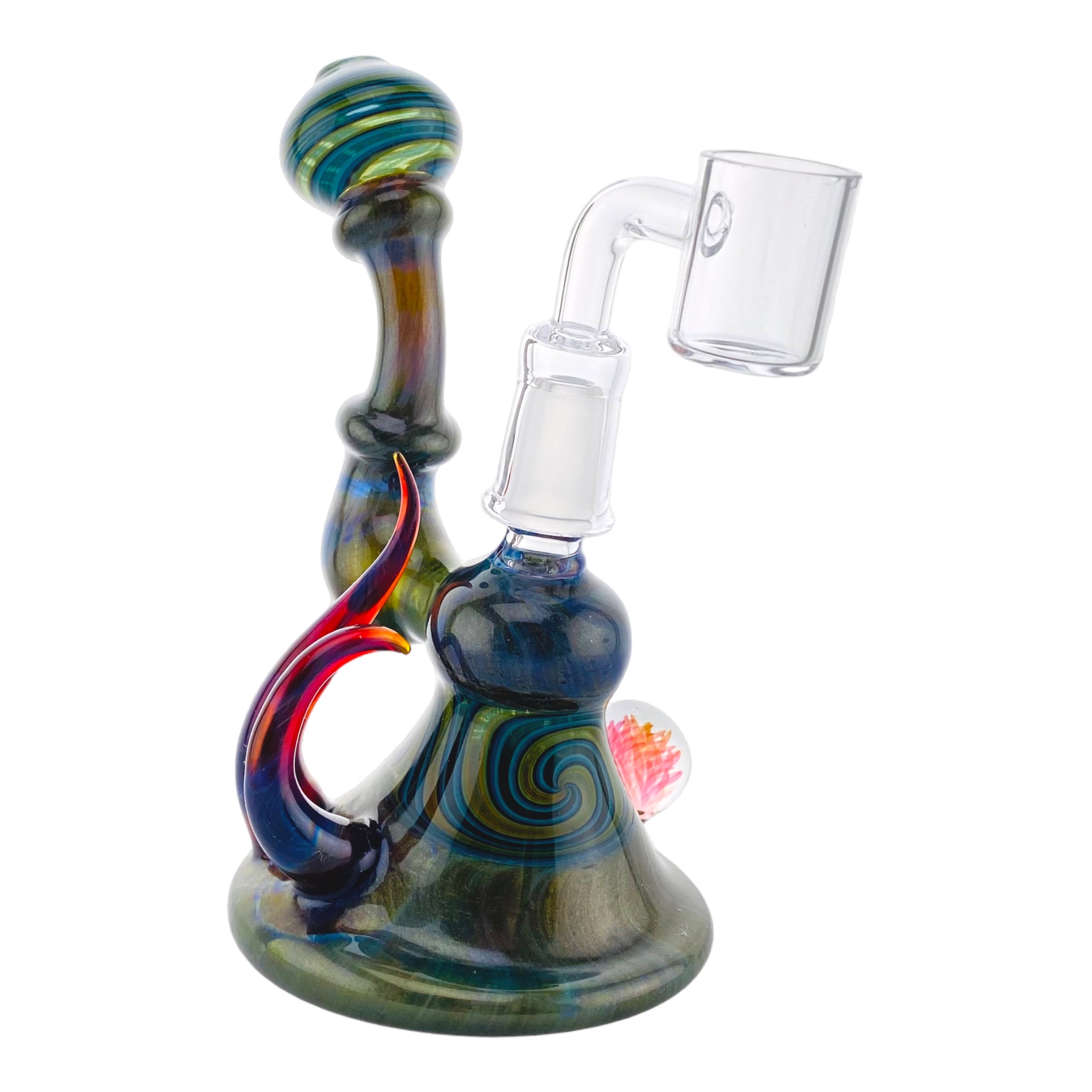 Crux Glass - Custom Alientech Green Dab Rig With Wig Wag Sections And Horns