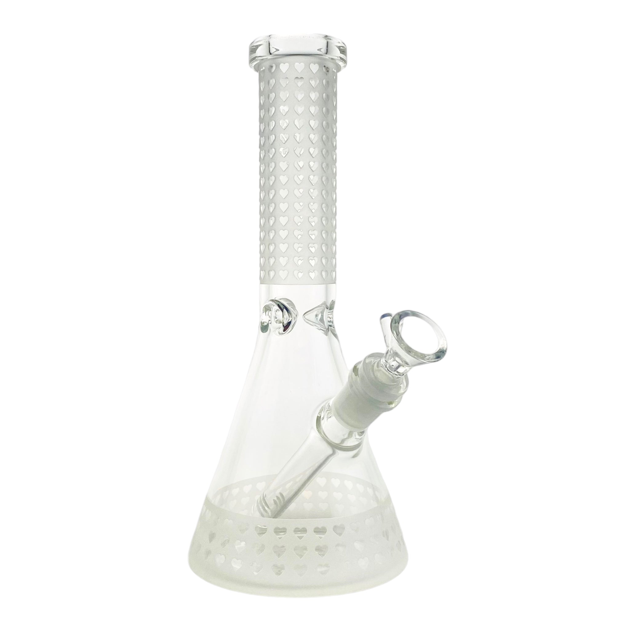 10 Inch Glass Beaker Bong With Sandblasted Hearts