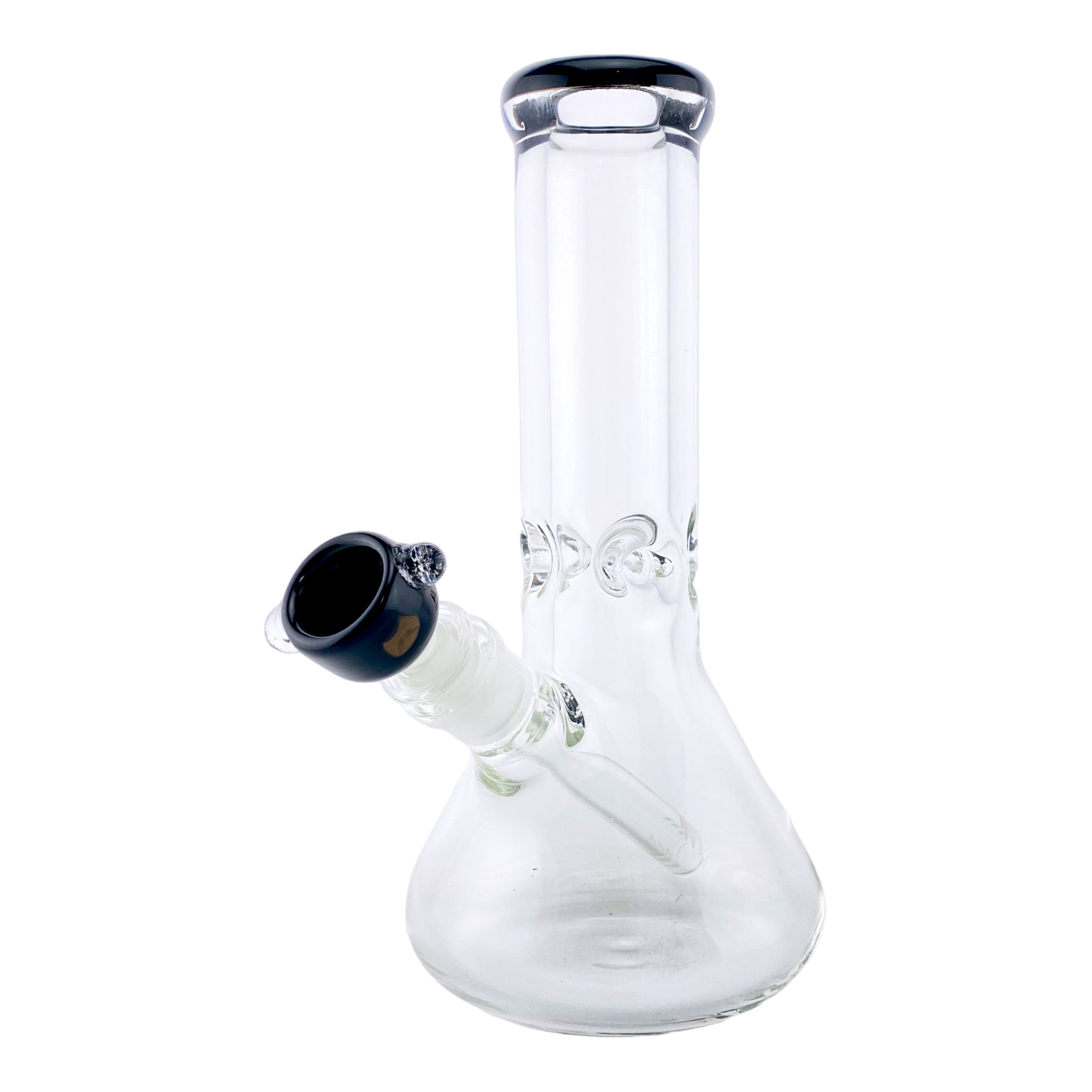 9mm Thick Beaker Base Bong - Black Mouthpiece & Bowl Piece