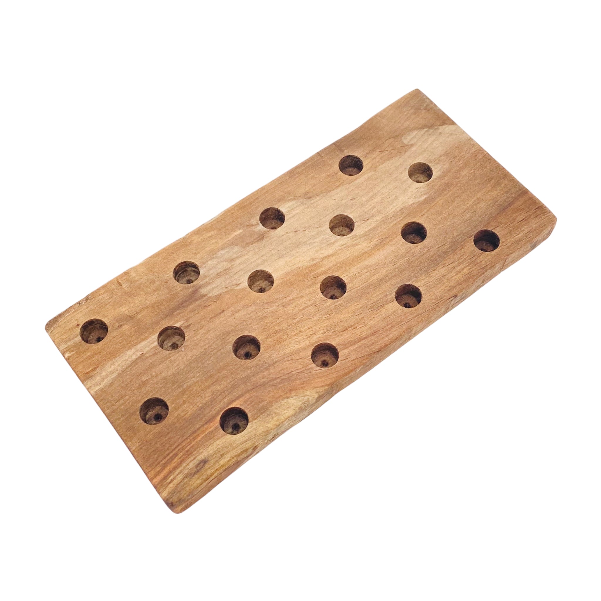 16 Hole Wood Display Stand Holder For 14mm Bong Bowl Pieces Or Quartz Bangers - Drift Wood