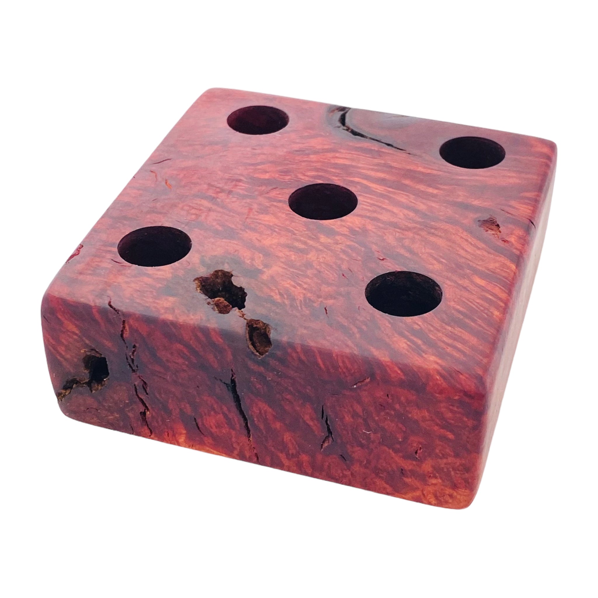 5 Hole Wood Display Stand Holder For 14mm Bong Bowl Pieces Or Quartz Bangers - Manzanita Heart Wood