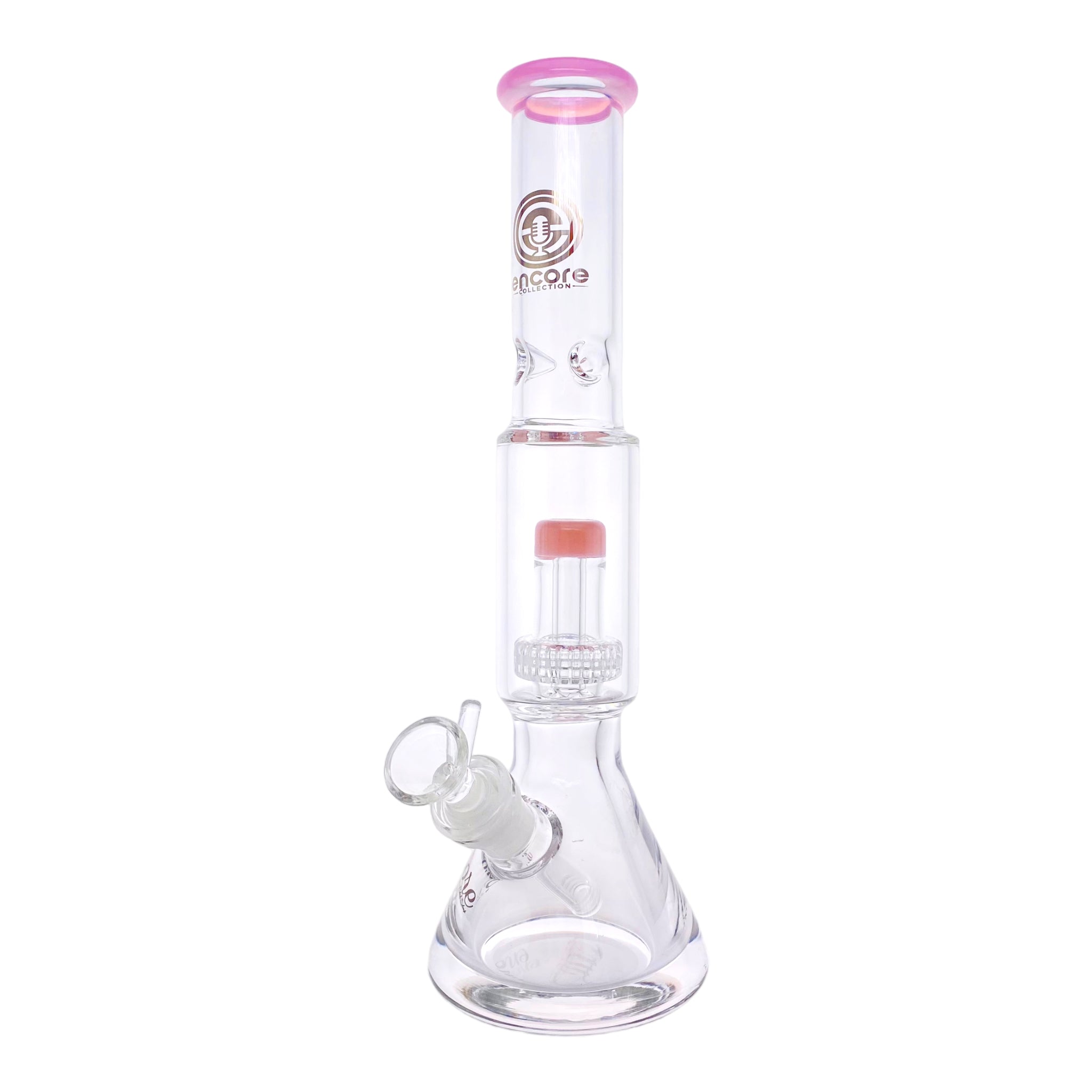 Encore Glass Beaker Base Bong With Perc & Extra Thick Base - Pink