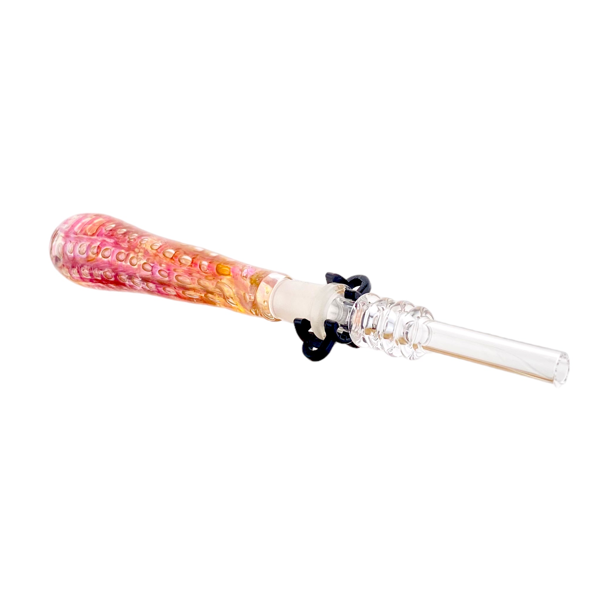 10mm Nectar Collector - Gold Fume With Air Trap Bubbles With 10mm Quartz Tip