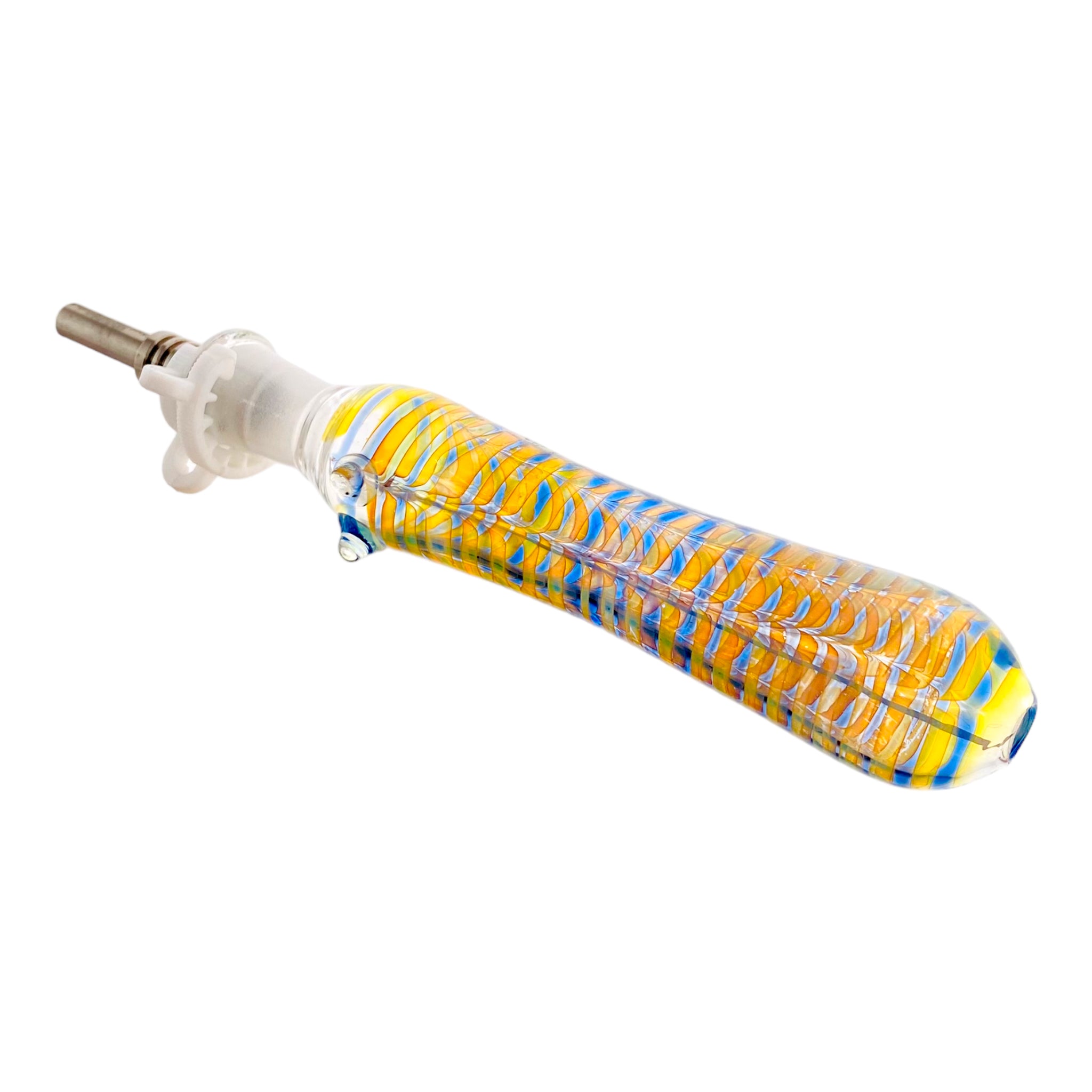 10mm Nectar Collector - Blue And Fume Wrap With 10mm Titanium Tip