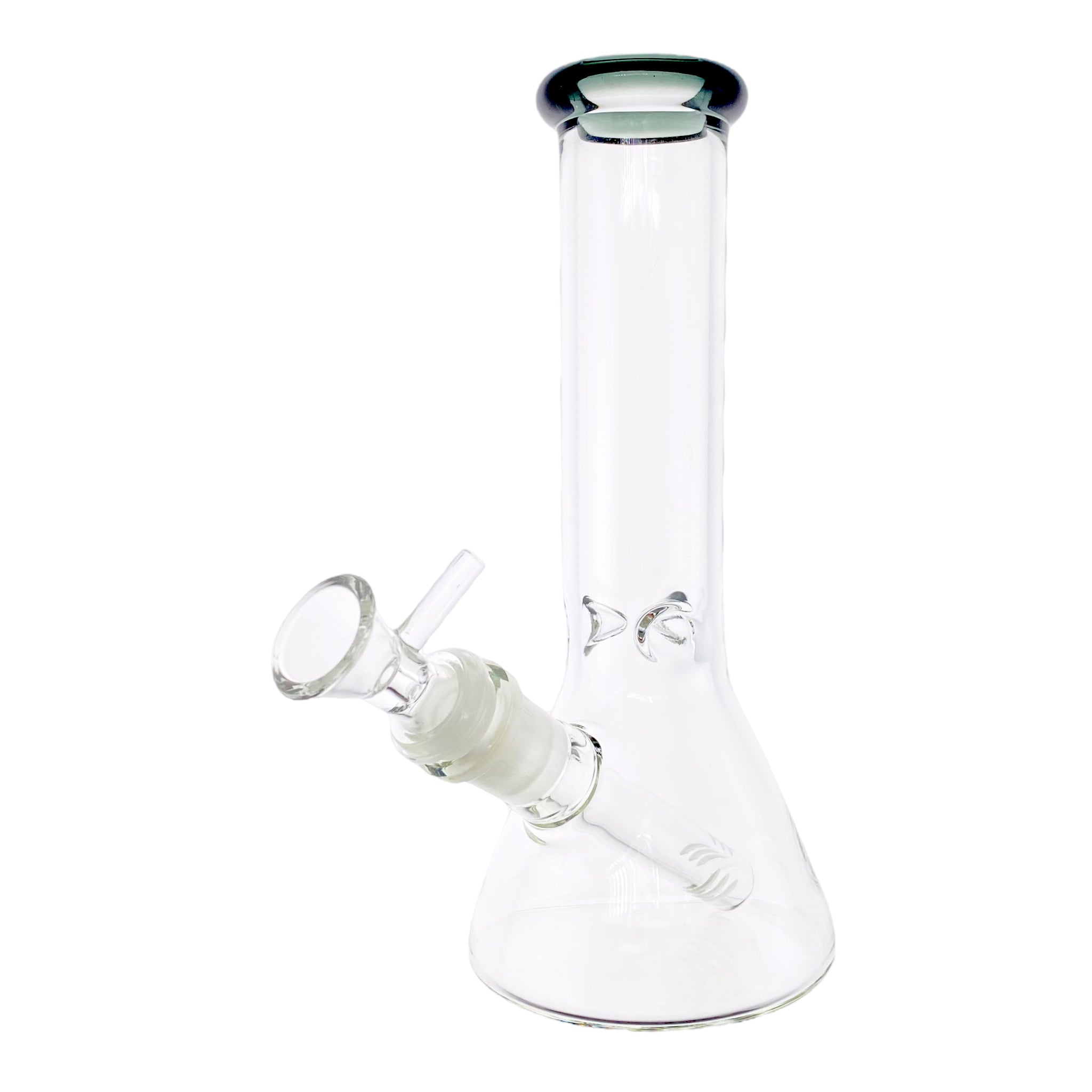 8 Inch Clear Beaker Bong With Shadow Black Color Lip