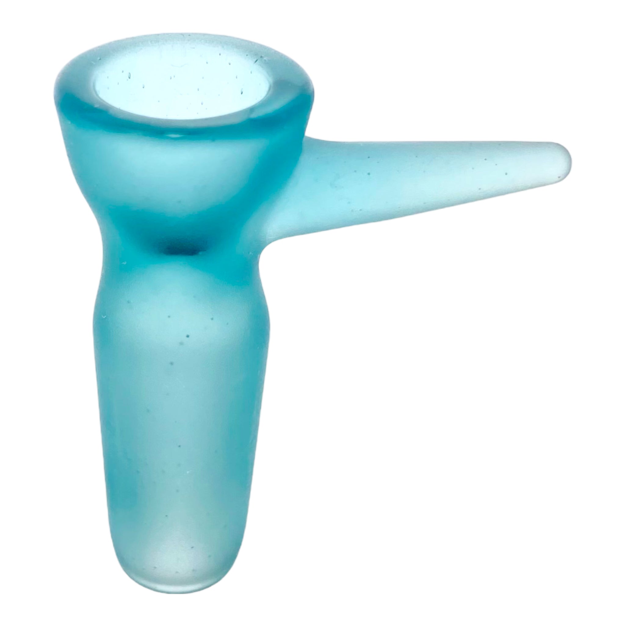 Optera Glass - Sandblasted Aqua Blue With Aqua Blue Handle Full Color - 14mm Bowl Piece