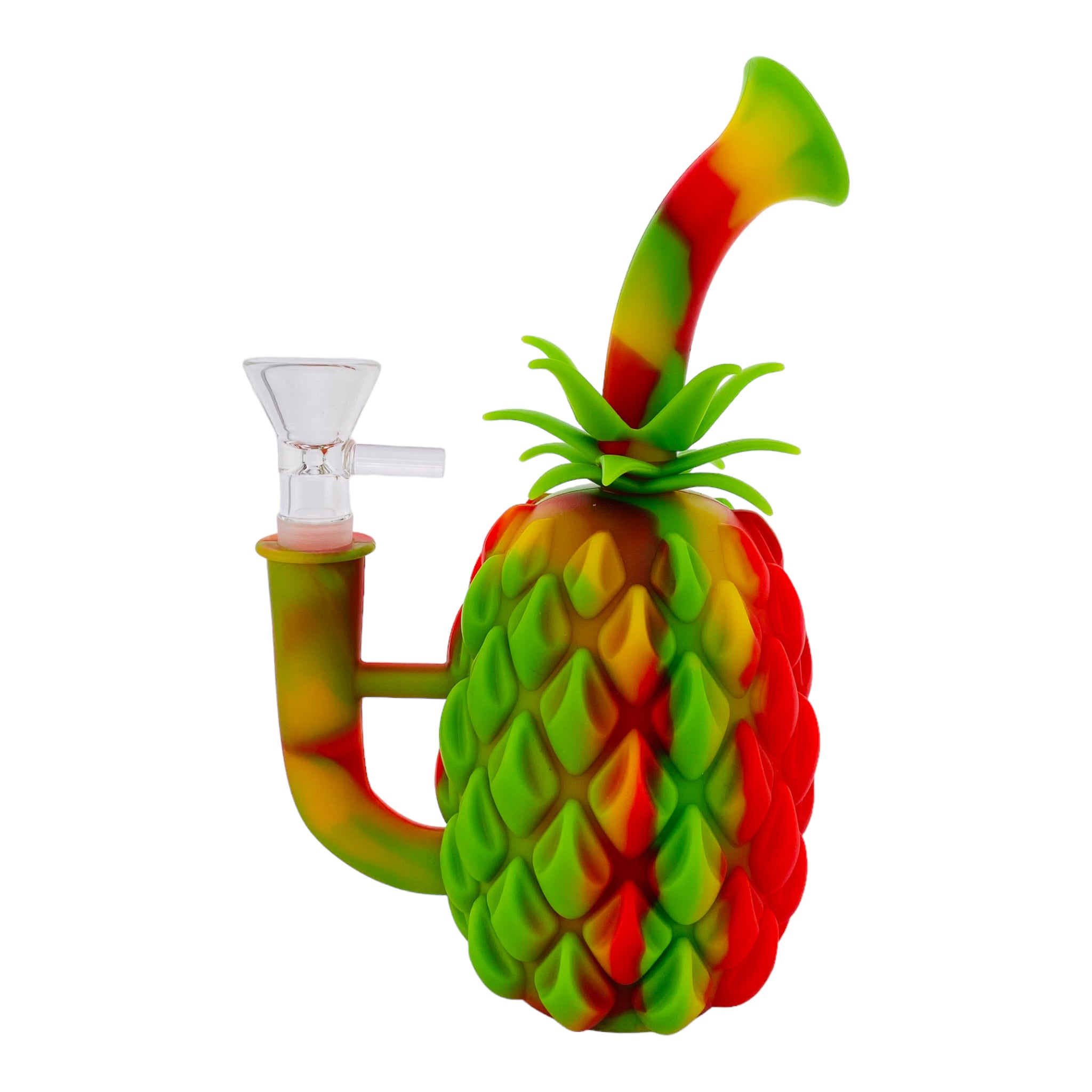 Rasta Pineapple Express Silicone Bubbler Bong With Magnetic Tool Holder