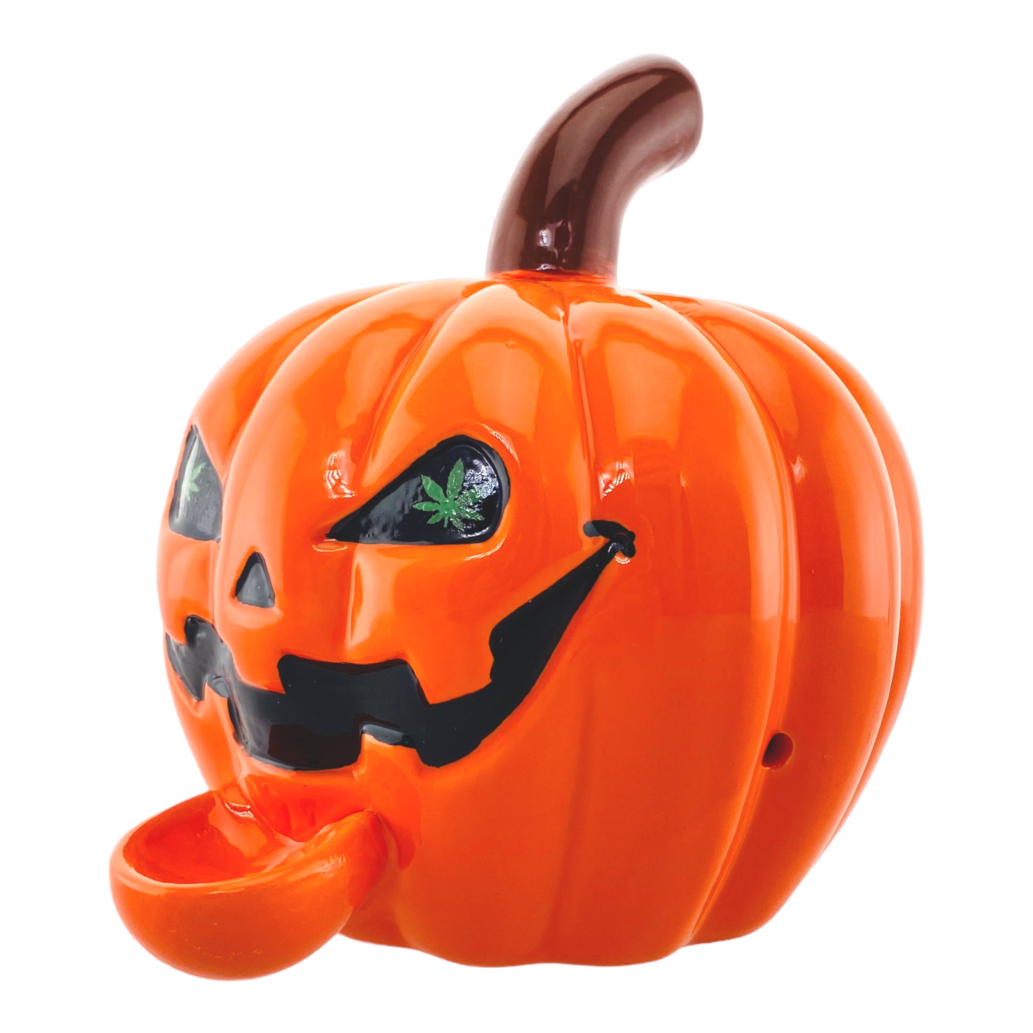 Ceramic Jack-O-Lantern Pumpkin Hand Pipe
