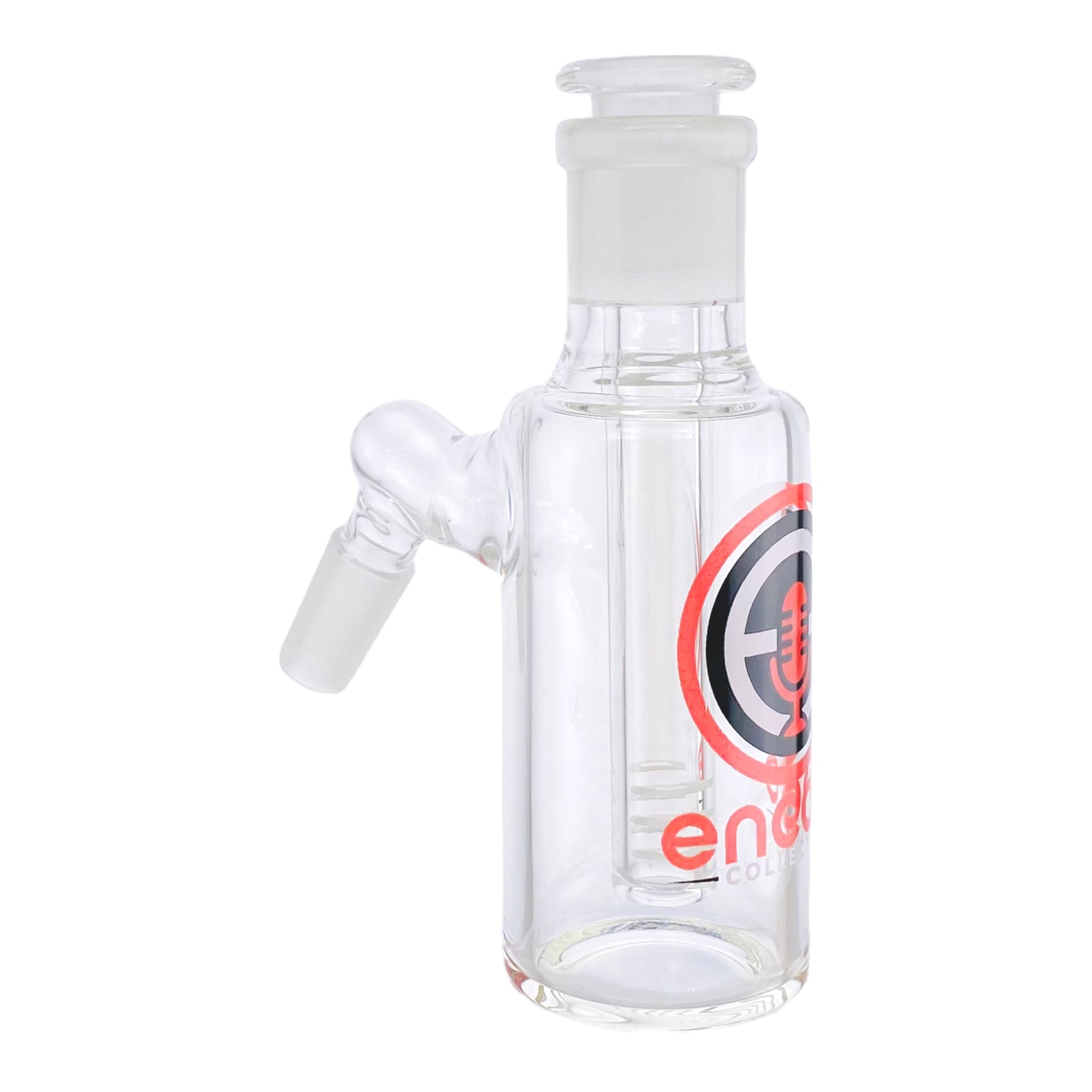 Encore Glass 14mm Ash Cathcer With 45 Degree Joint And Removable Downstem Red Logo