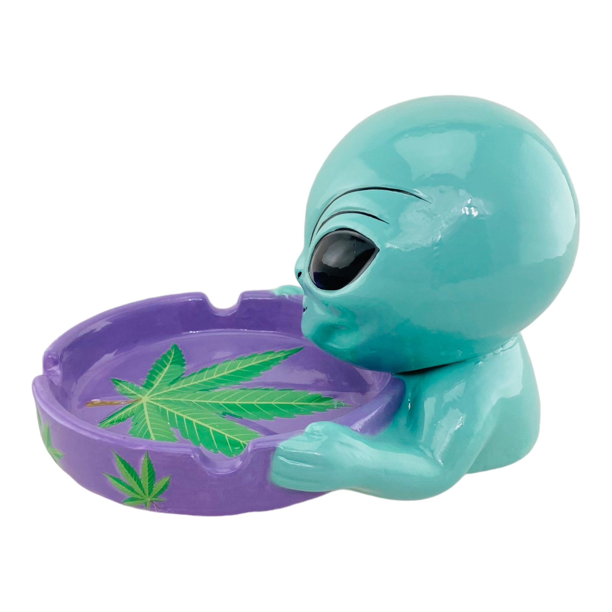 Alien Pot Leaf Ceramic Ashtray