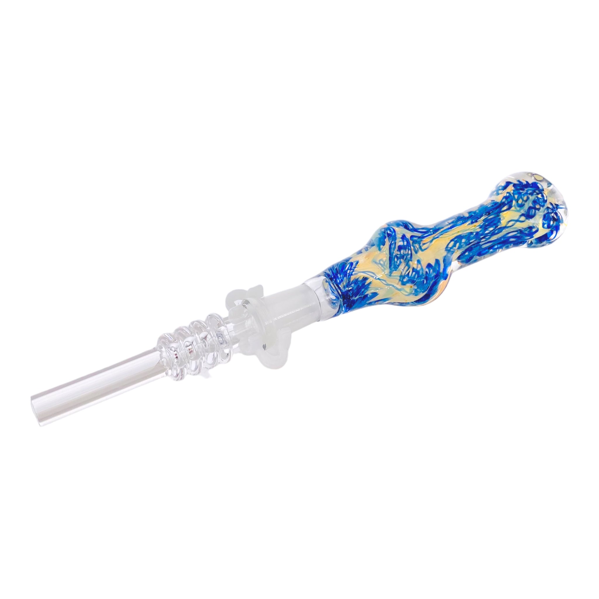 10mm Nectar Collector - Blue Squiggle Inside Out With 10mm Quartz Tip