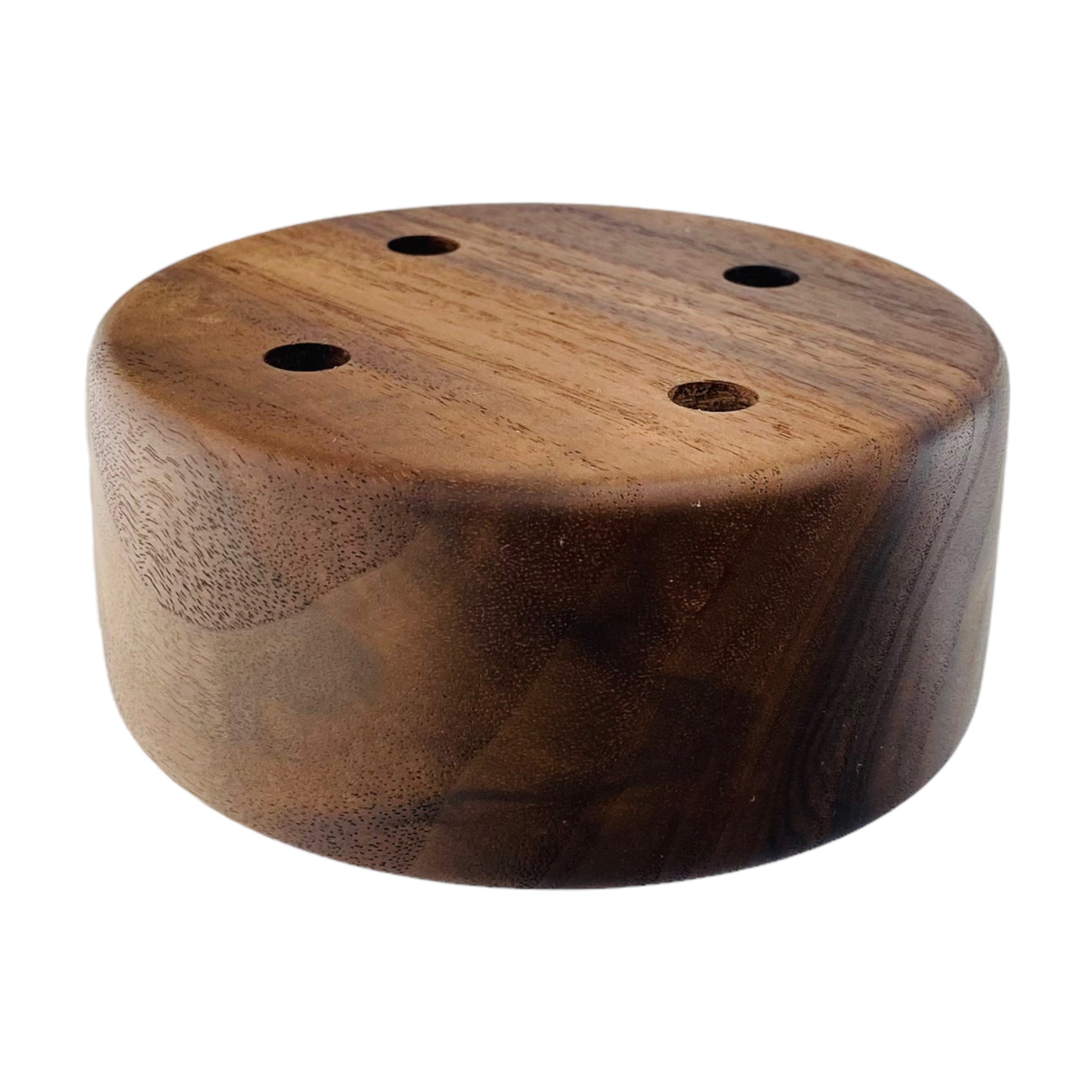 Round 4 Hole Wood Display Stand Holder For 10mm Bong Bowl Pieces Or Quartz Bangers - Black Walnut