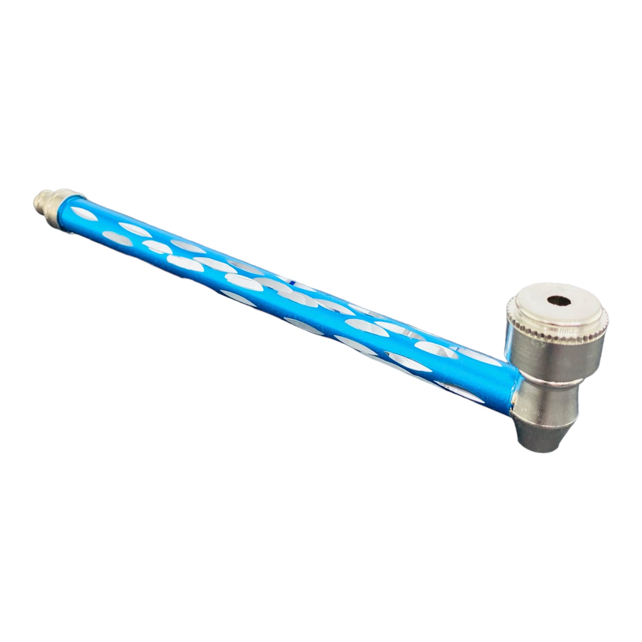 blue Metal Hand Pipes - Aluminum Metal Pipe With Long Etched Stem