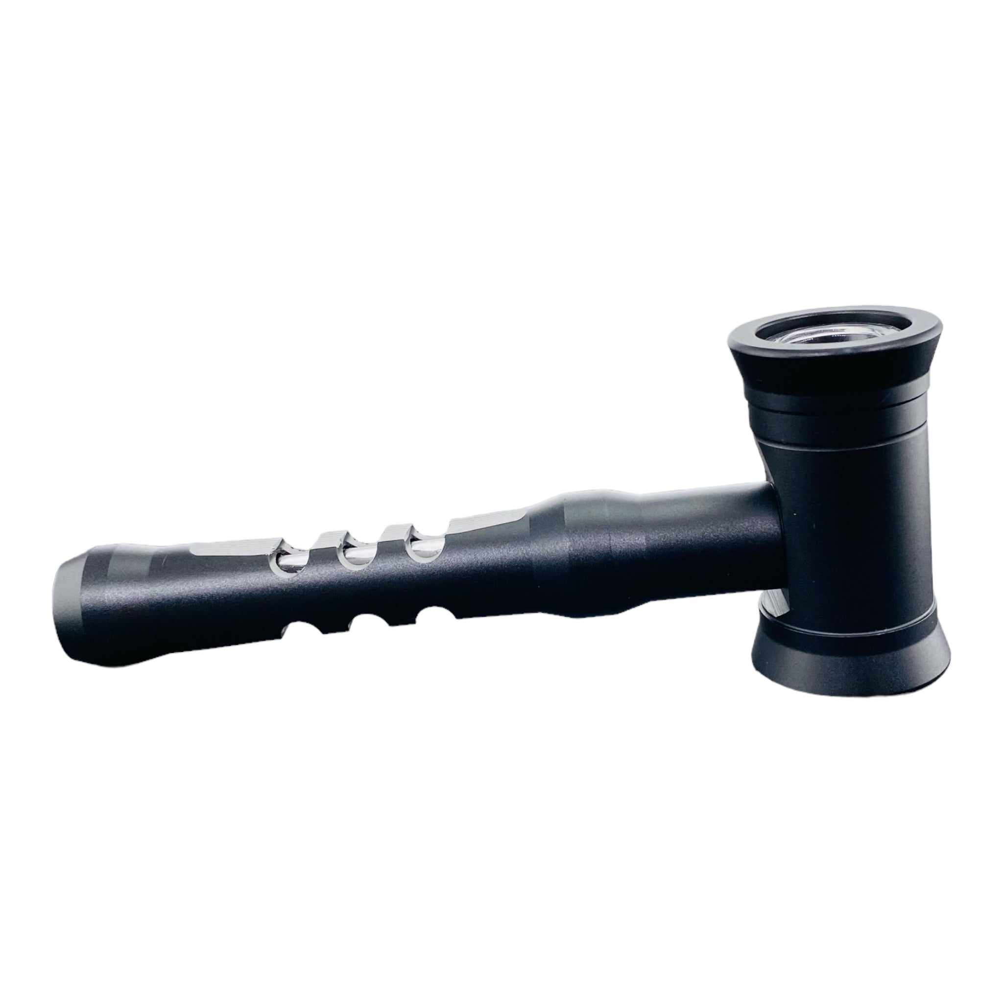 Metal And Glass Hybrid Hash Hammer Hand Pipe Black