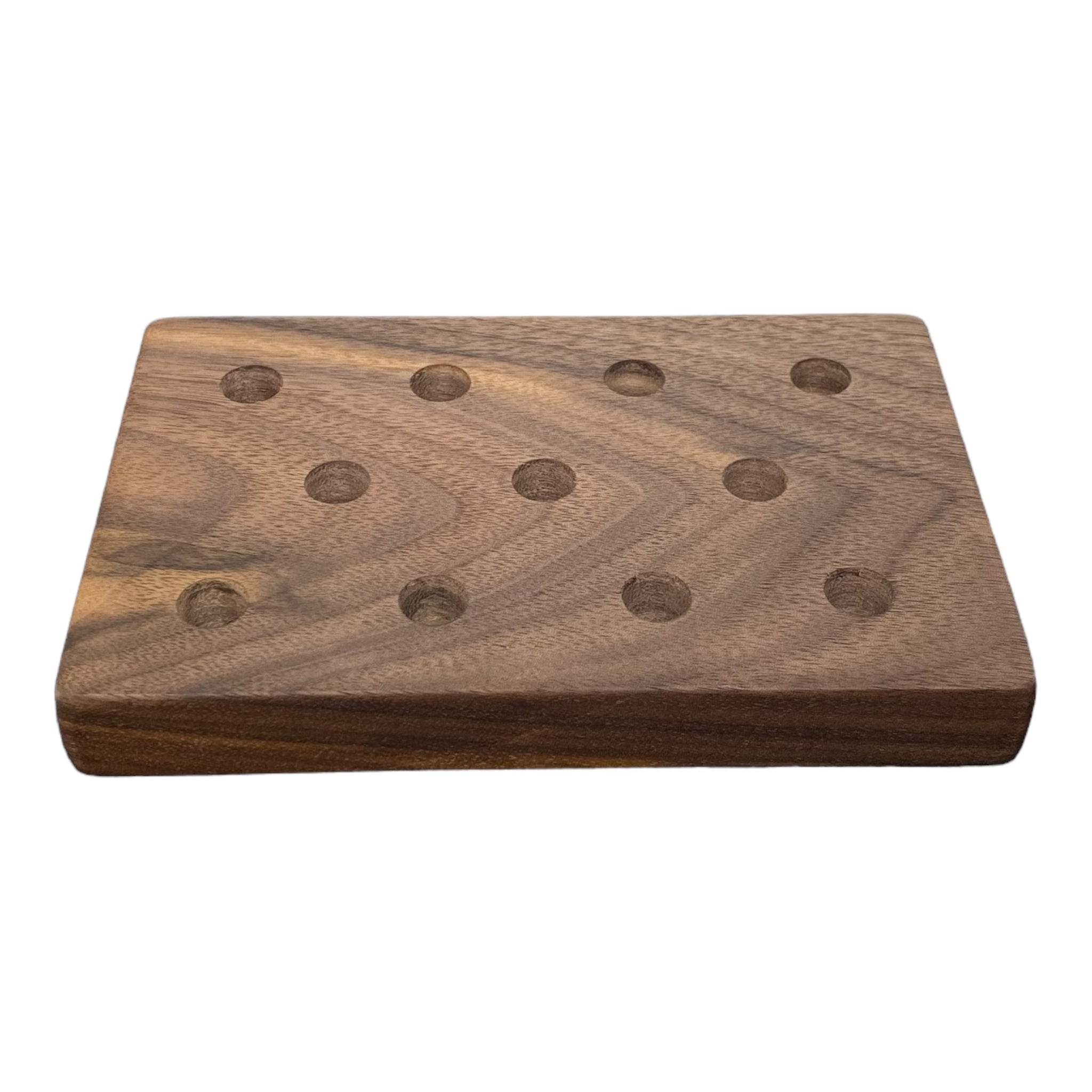 11 Hole Wood Display Stand Holder For 14mm Bong Bowl Pieces Or Quartz Bangers - Black Walnut