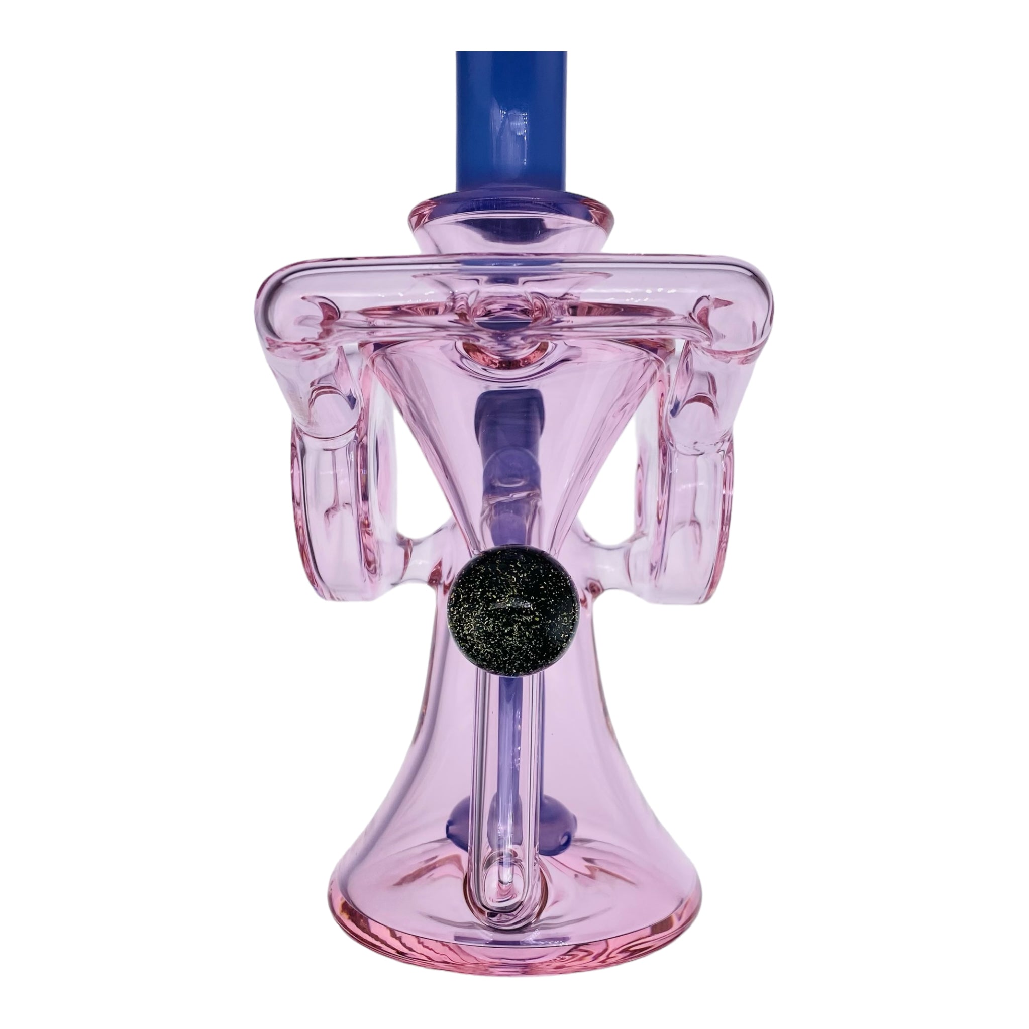 Pink And Purple Double Uptake Recycler Glass Dab Rig