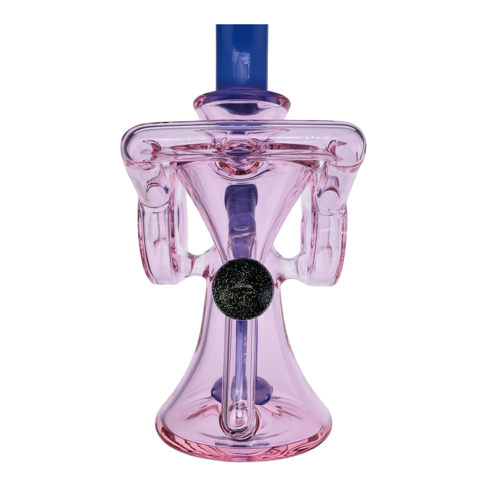 Pink And Purple Double Uptake Recycler Glass Dab Rig