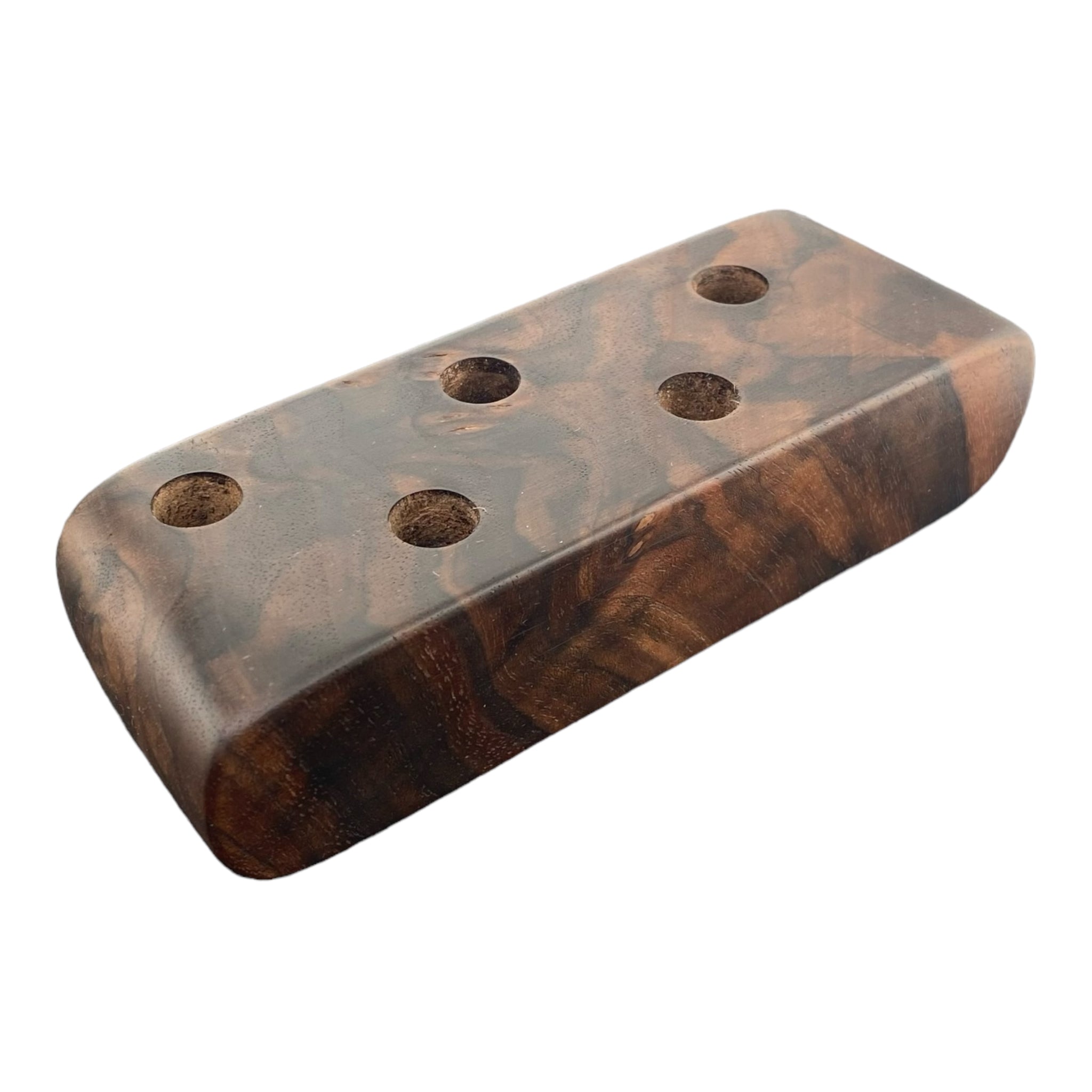 5 Hole Wood Display Stand Holder For 14mm Bong Bowl Pieces Or Quartz Bangers - Black Walnut Burl