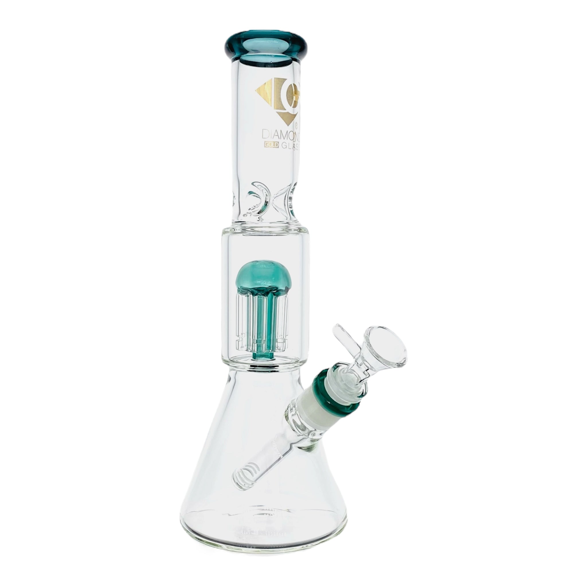 cute Diamond Glass Bong - Dark Green 11 Inch Beaker Bong With Tree Perc for sale