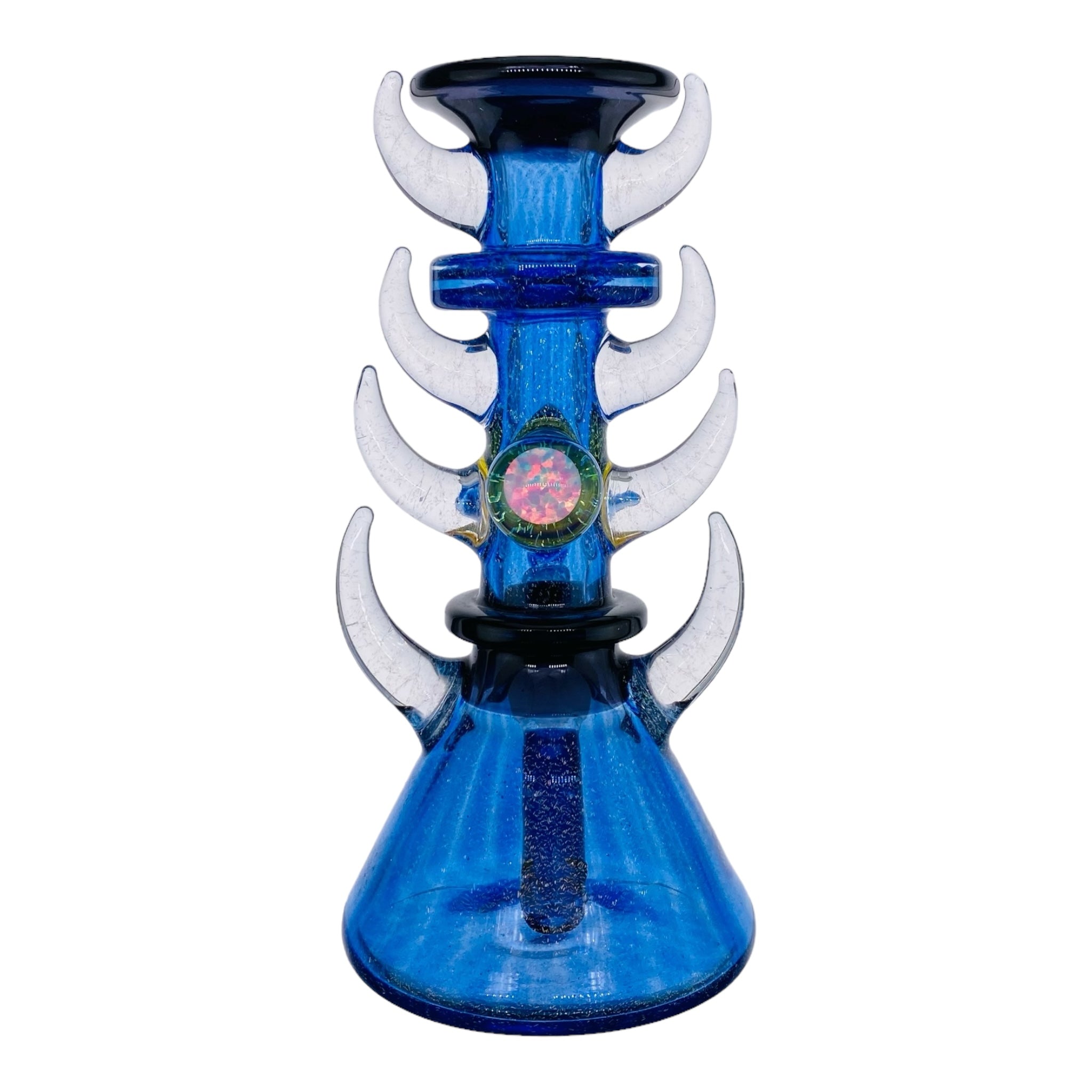 Heady glass Darby Holm - Blue Dichro Horned Minitube Dab Rig Water Pipe With Large Opals for sale