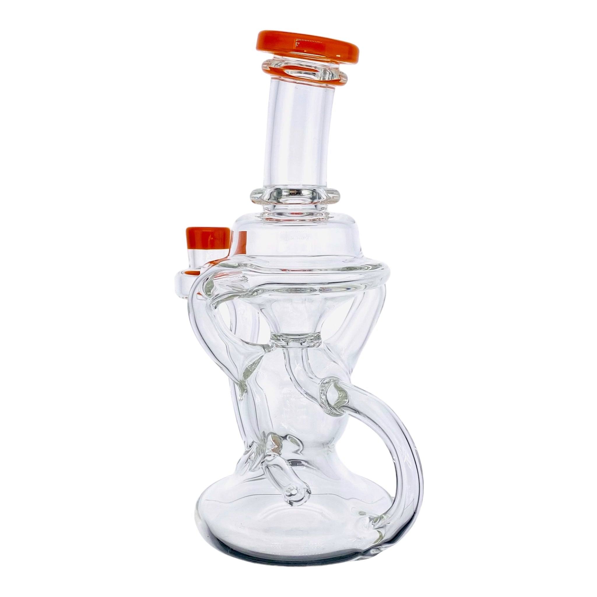 heady glass Santa Cruz Glass - Clear Klein Recycler Dab Rig With Orange Lip for sale