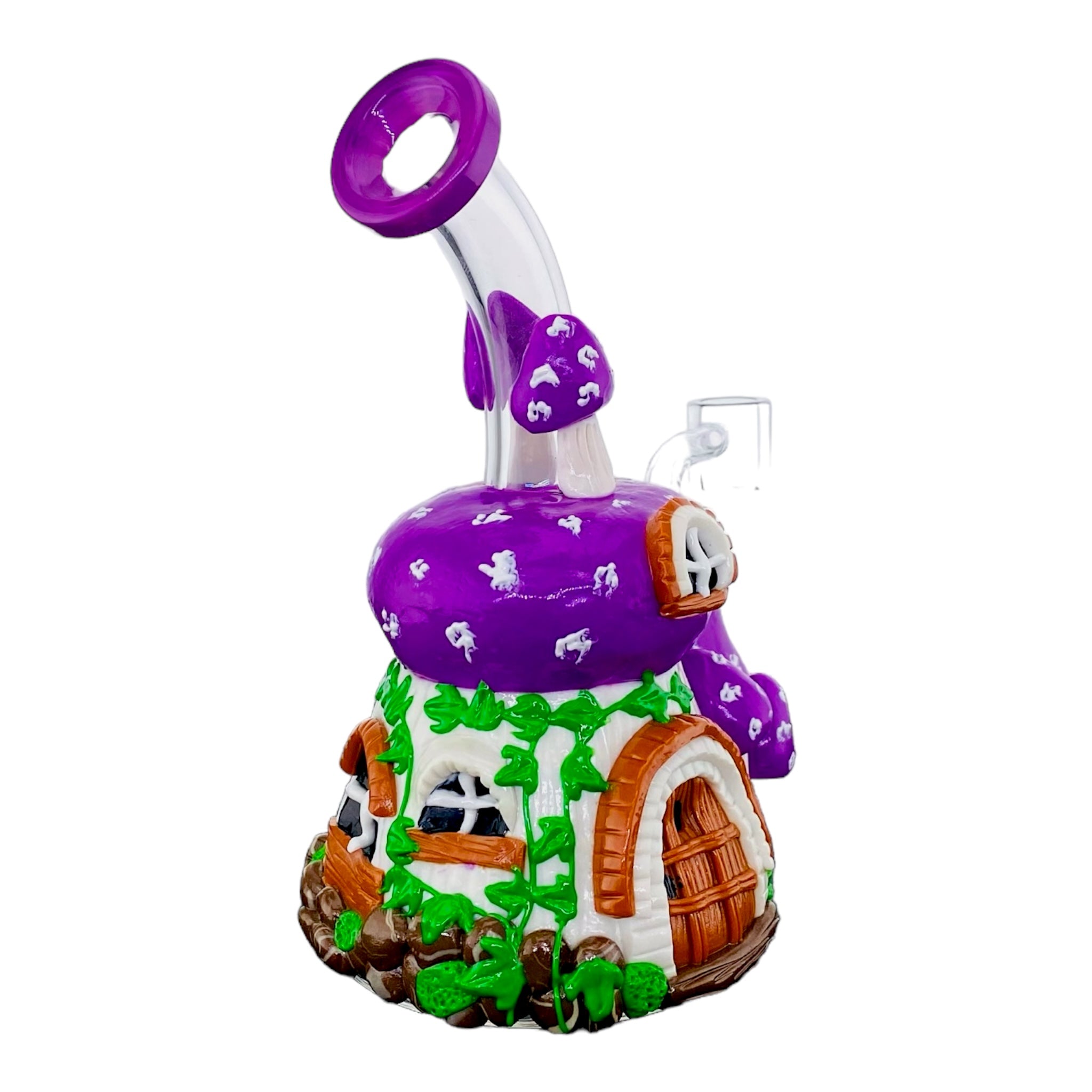 cute girly Purple And White Mushroom House Small Dab Rig for sale