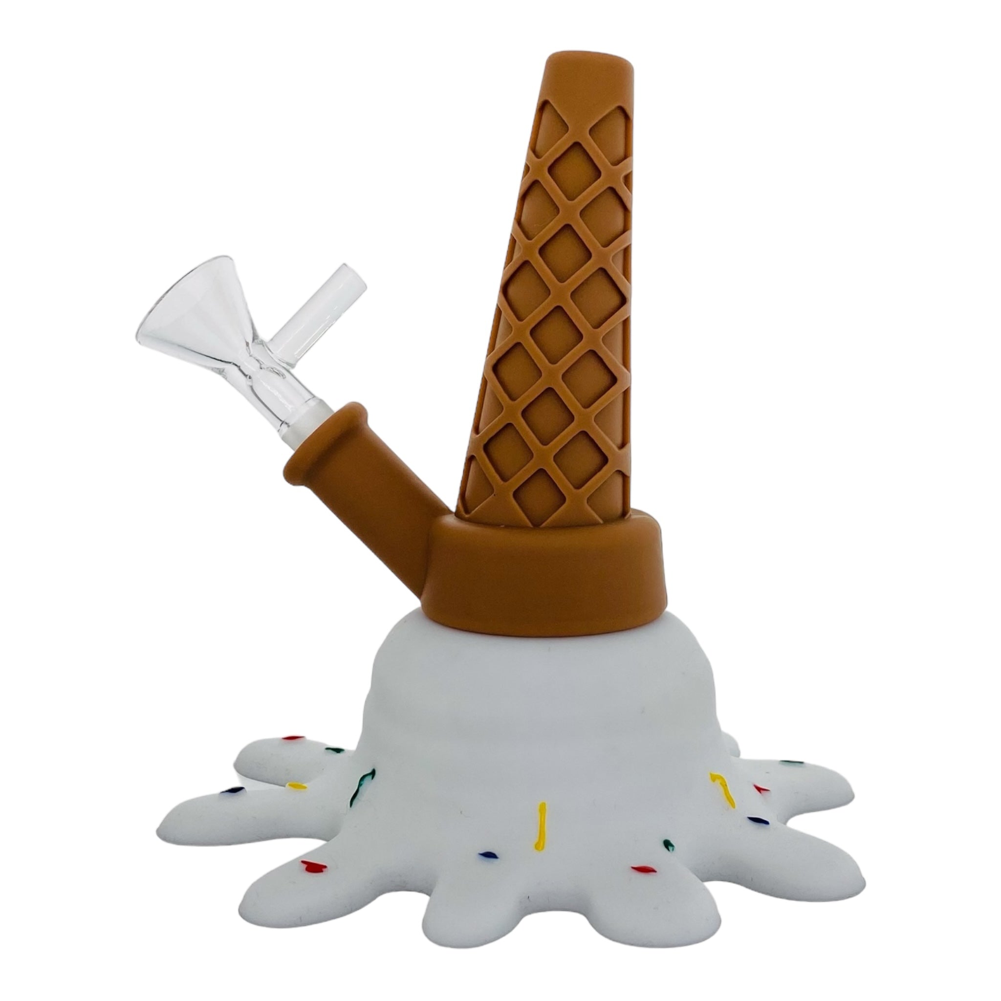 cute and girly Silicone Rubber Ice Cream Cone Bong White for sale