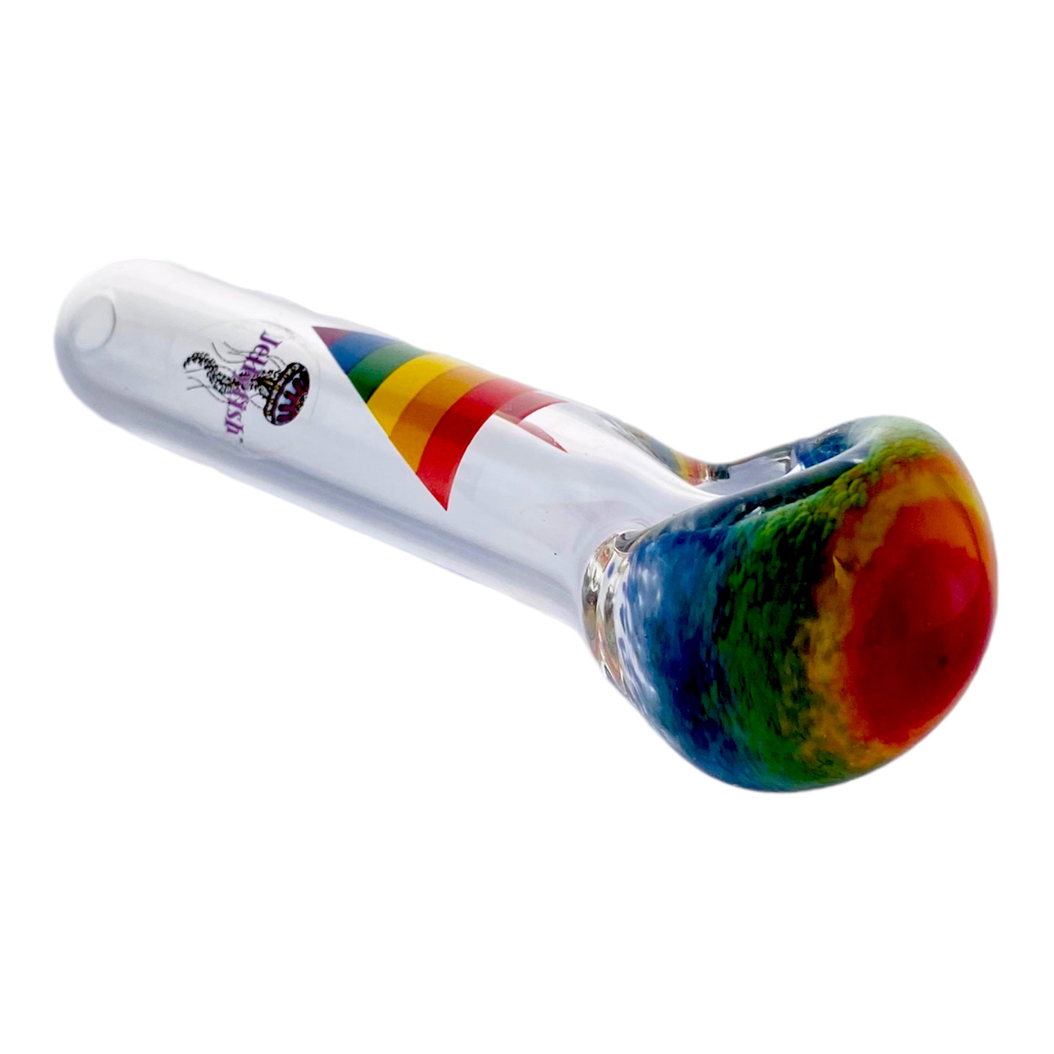Jellyfish Glass - Clear With Rainbow Frit Bowl And Rainbow Triangle