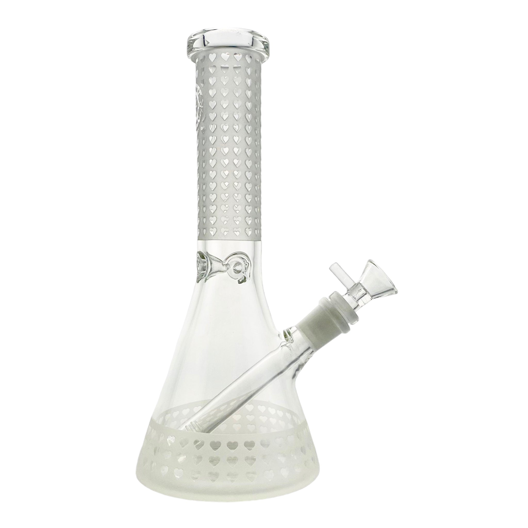 10 Inch Glass Beaker Bong With Sandblasted Hearts