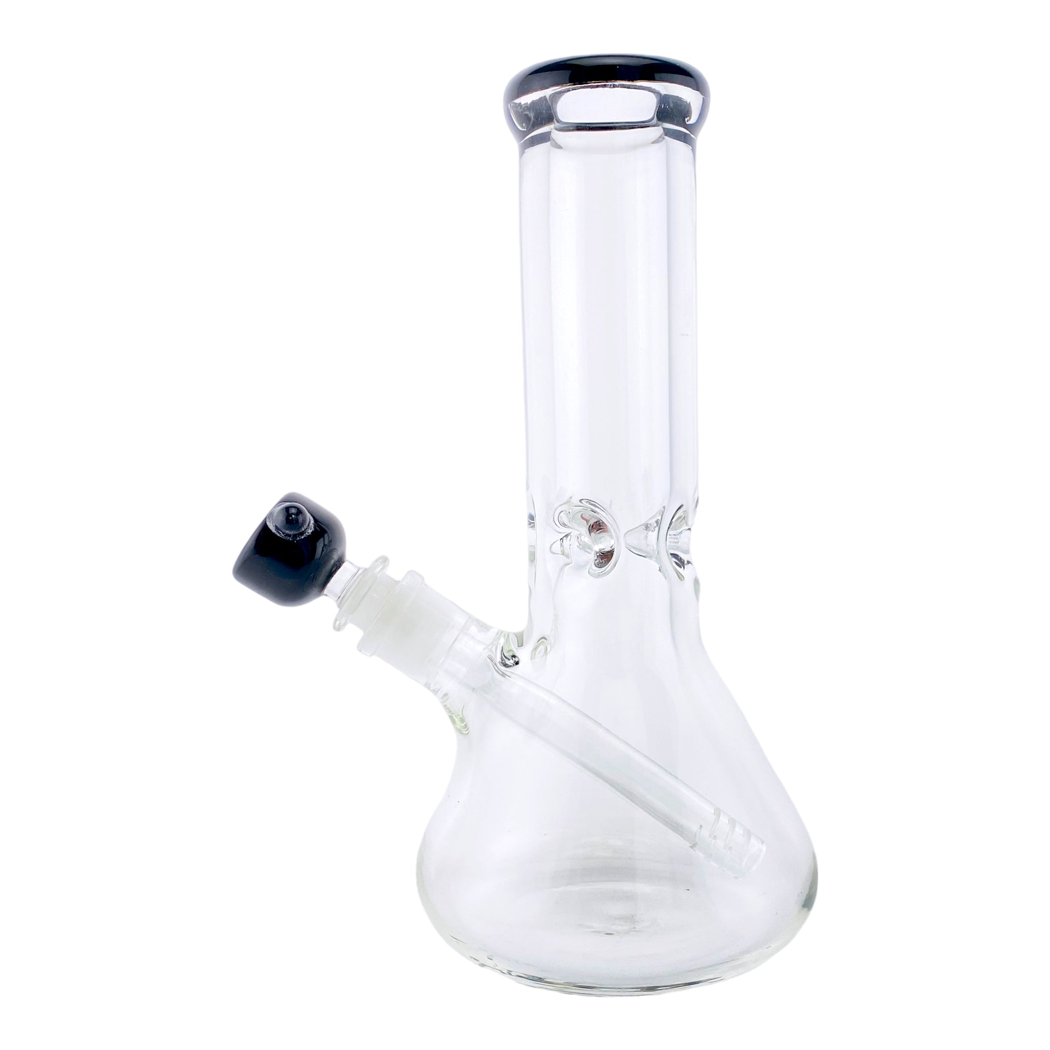 9mm Thick Beaker Base Bong - Black Mouthpiece & Bowl Piece