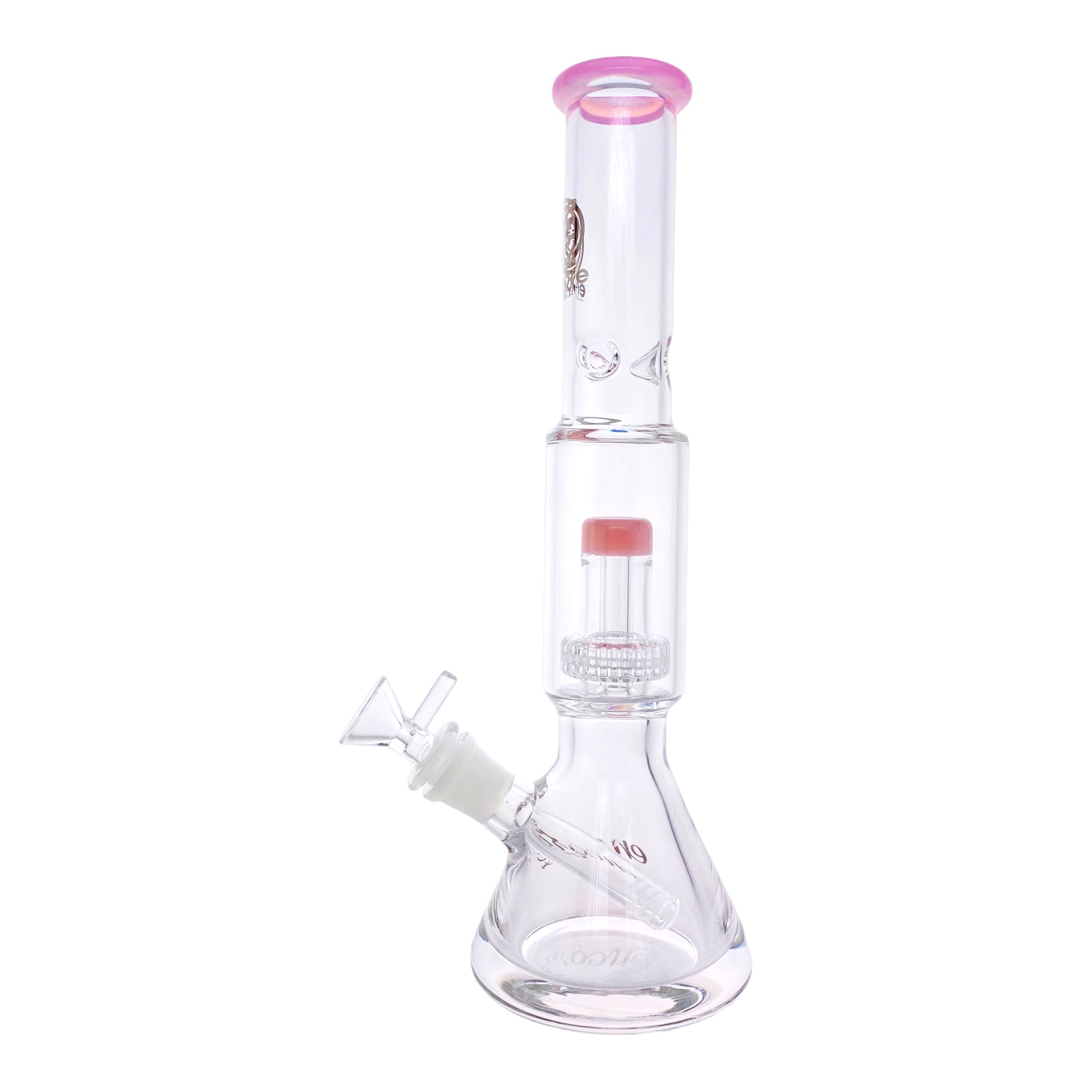 Encore Glass Beaker Base Bong With Perc & Extra Thick Base - Pink