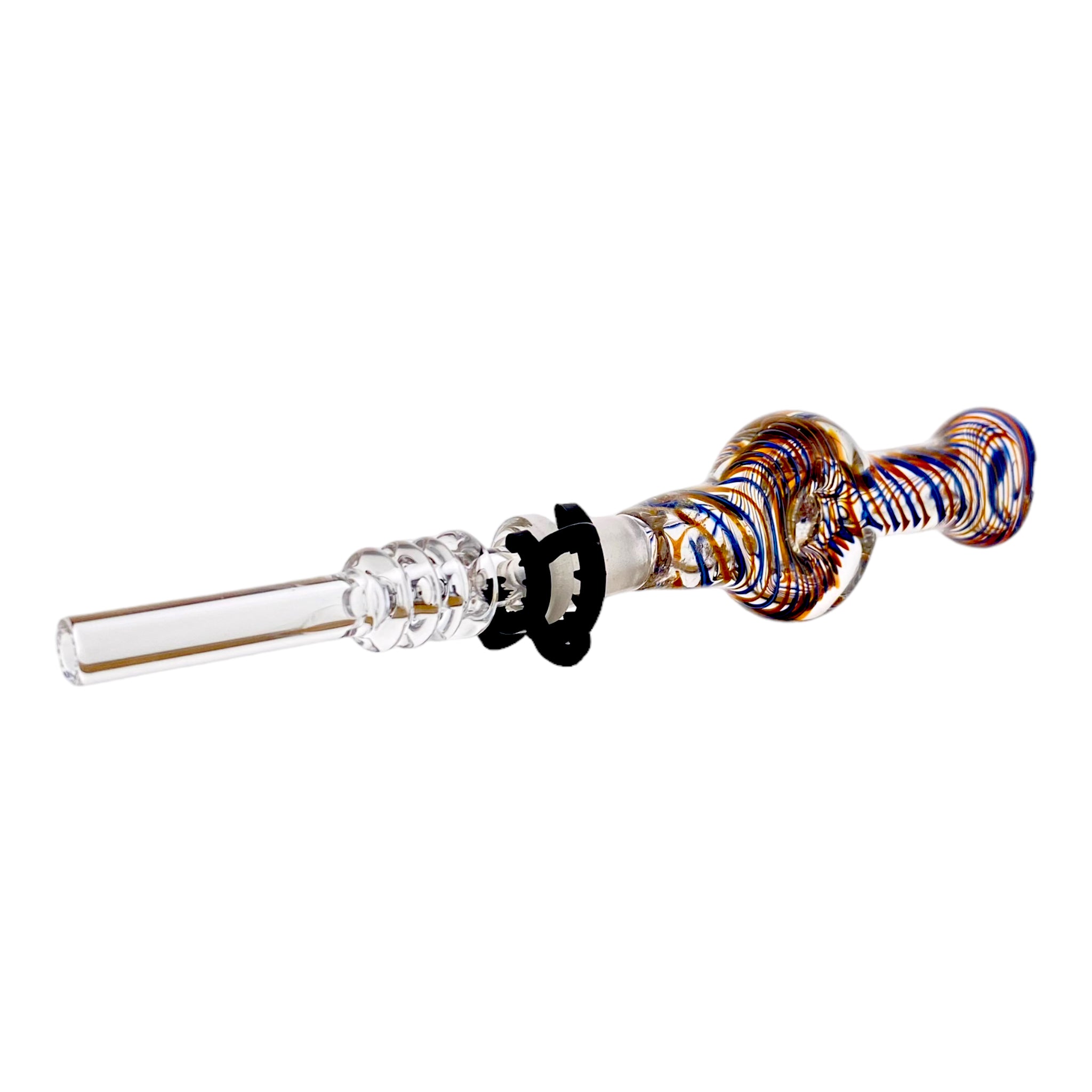 10mm Nectar Collector - Blue And Orange Inside Out Spiral Donut With 10mm Quartz Tip