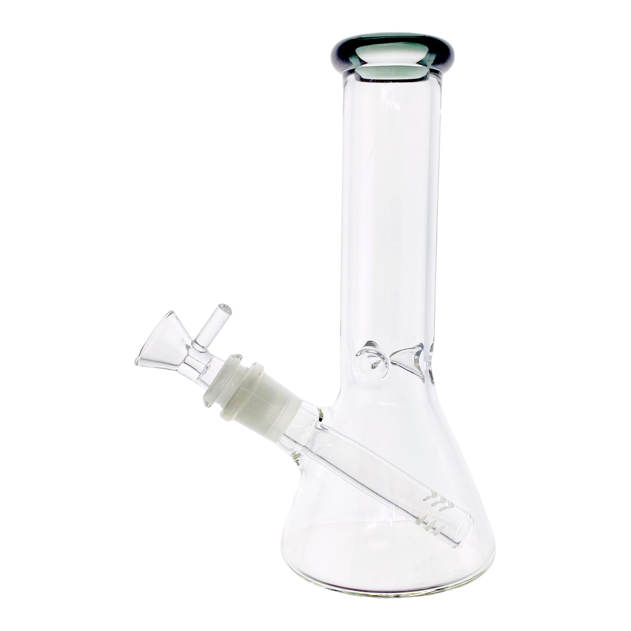 8 Inch Clear Beaker Bong With Shadow Black Color Lip