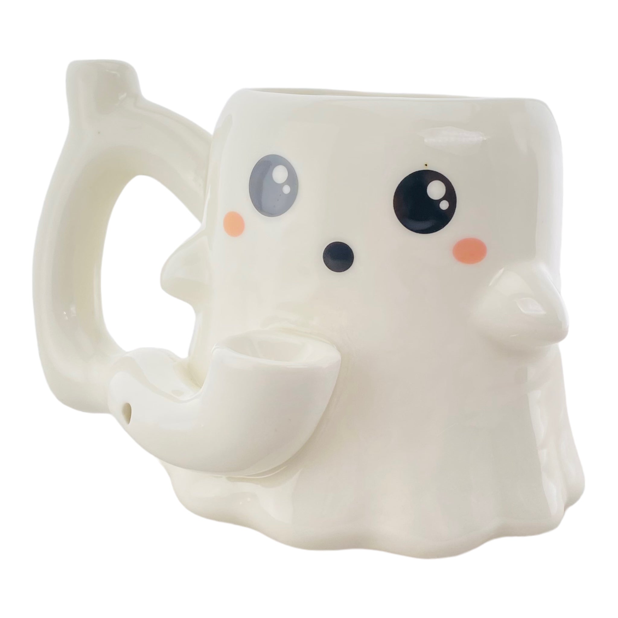 Wake & Bake Ceramic Ghost Coffee Cup & Hand Pipe