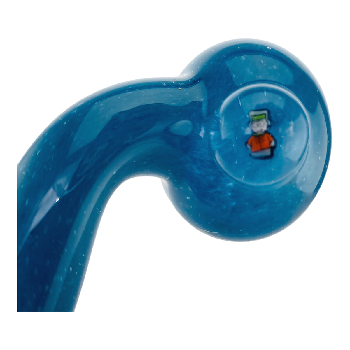 Blue Sherlock Glass Pipe With Multicolor Spiral And South Park Millefiori